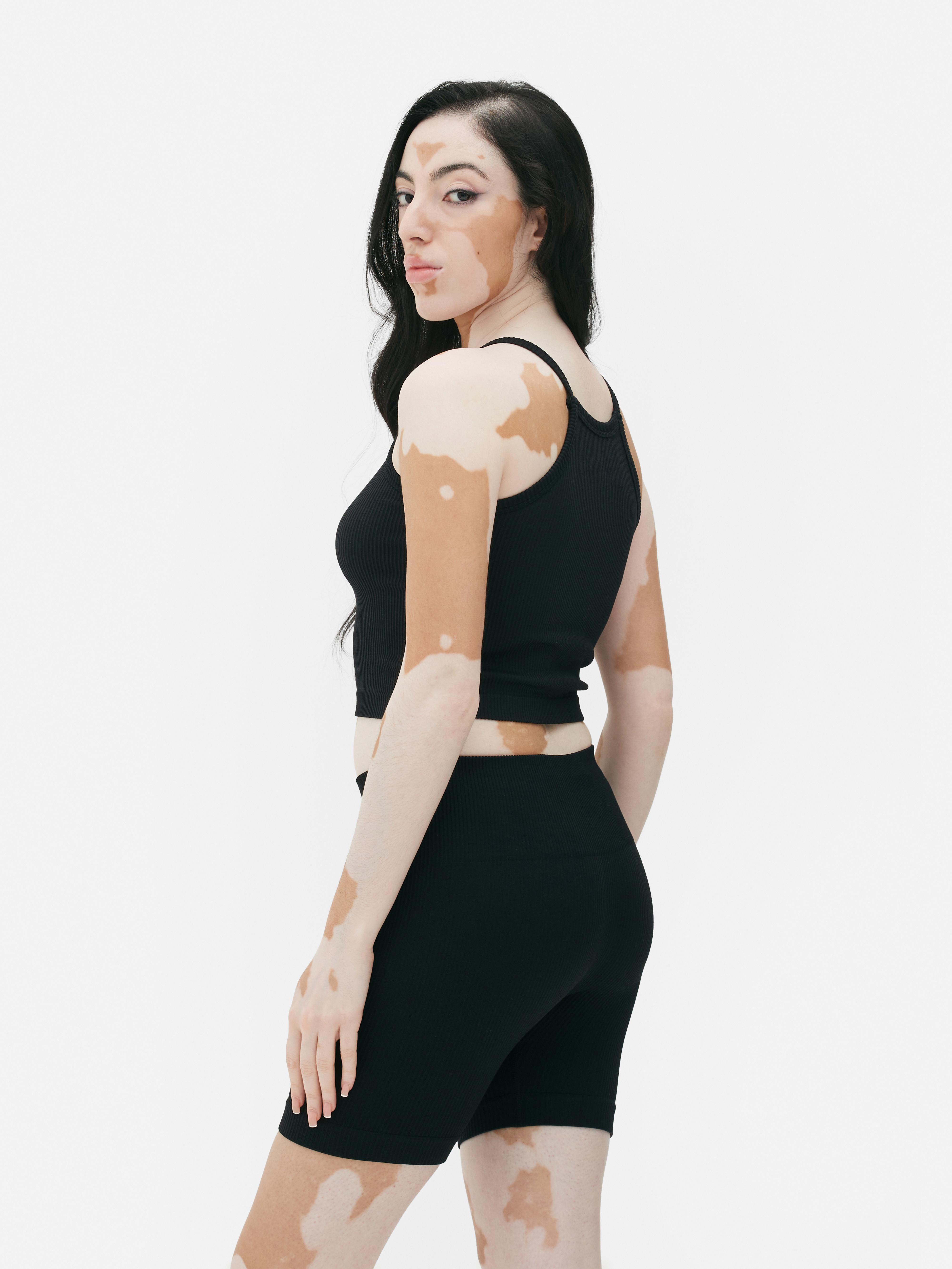 Womens Black Seamless Vest and Cycling Shorts Set Primark