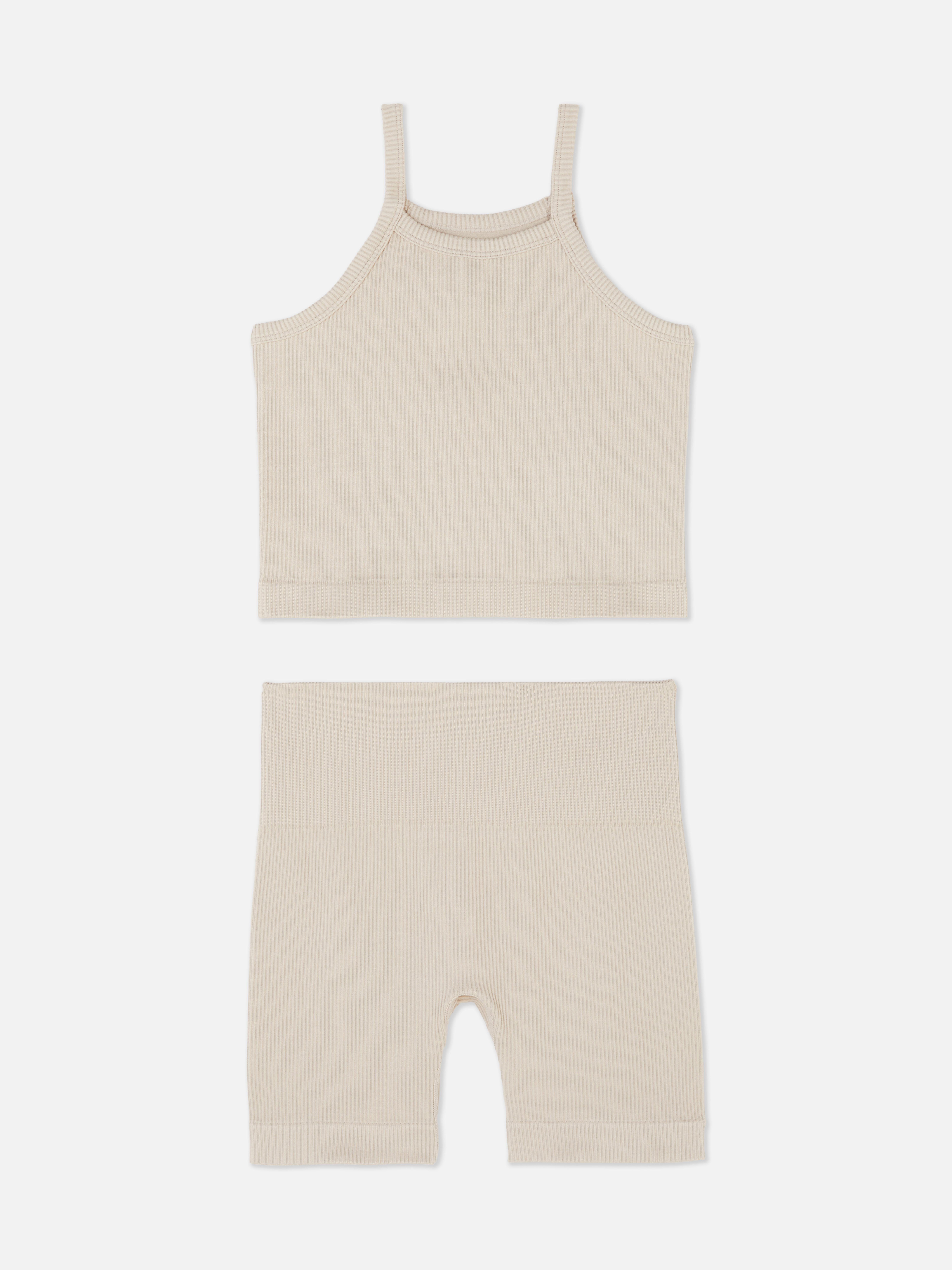 Womens Stone Seamless Vest and Cycling Shorts Set Primark