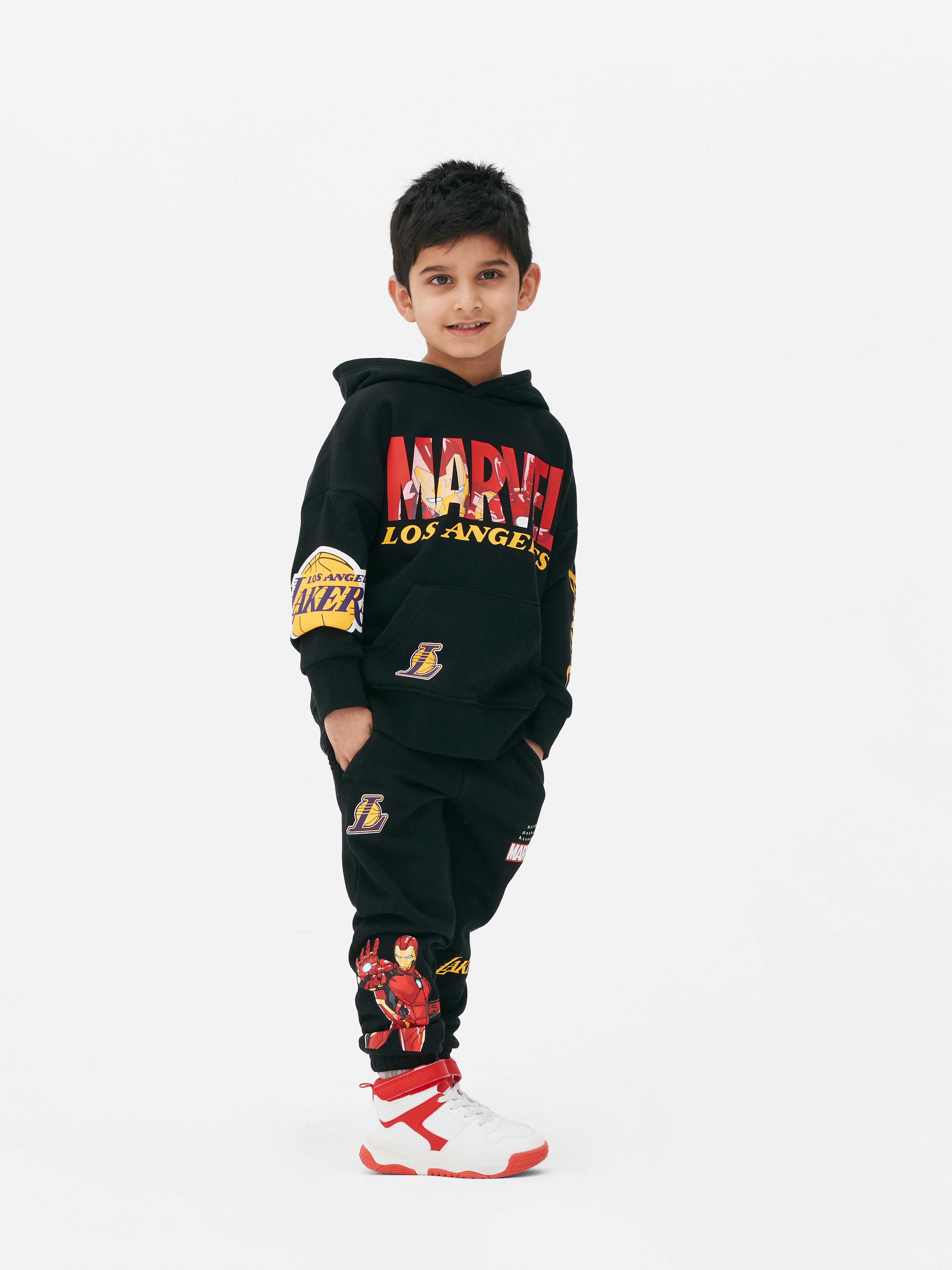 Boys Black NBA Los Angeles Lakers and Marvel Iron Man Joggers