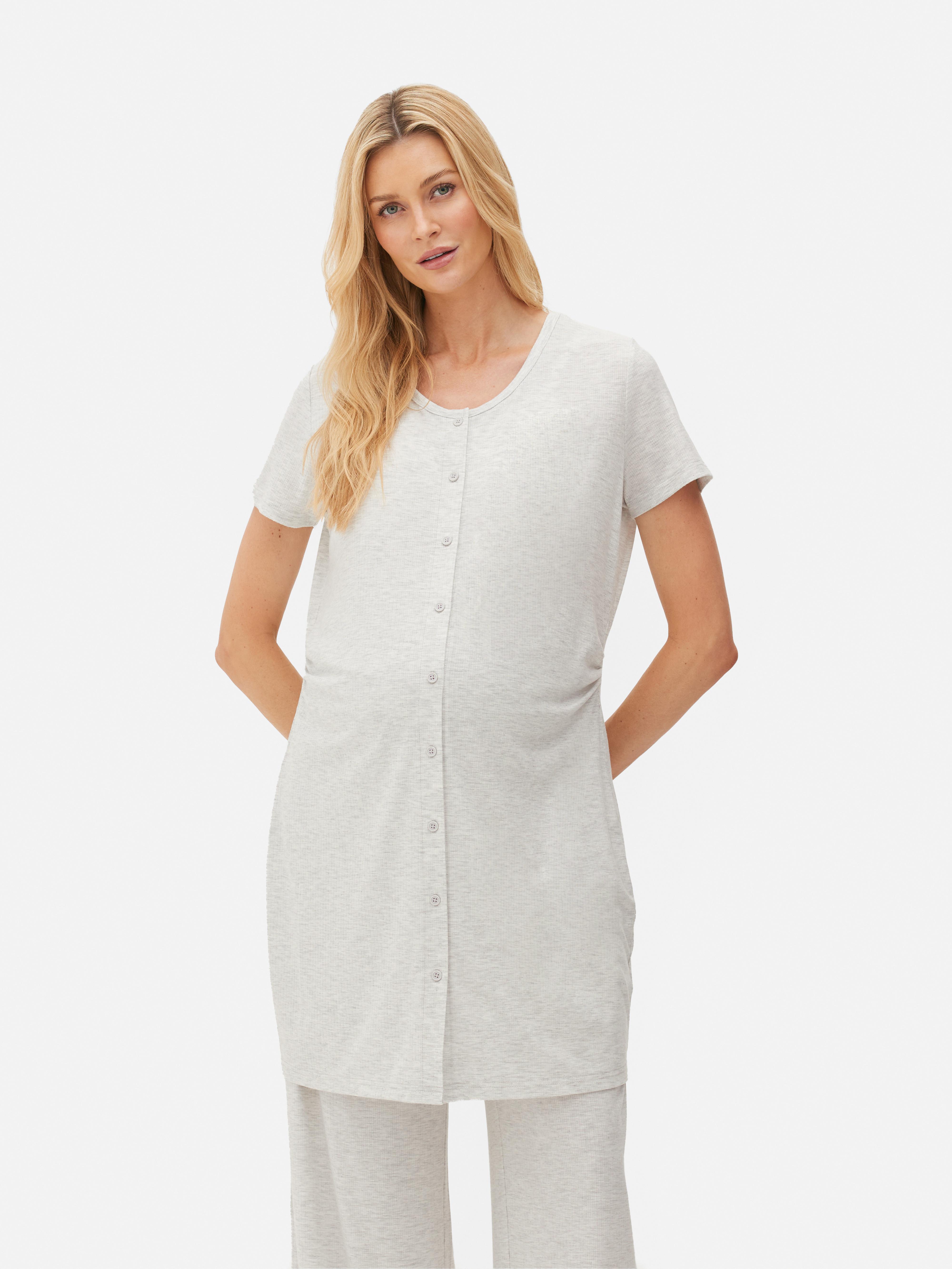 Womens Grey Marl Maternity Ribbed Sleep TShirt Primark