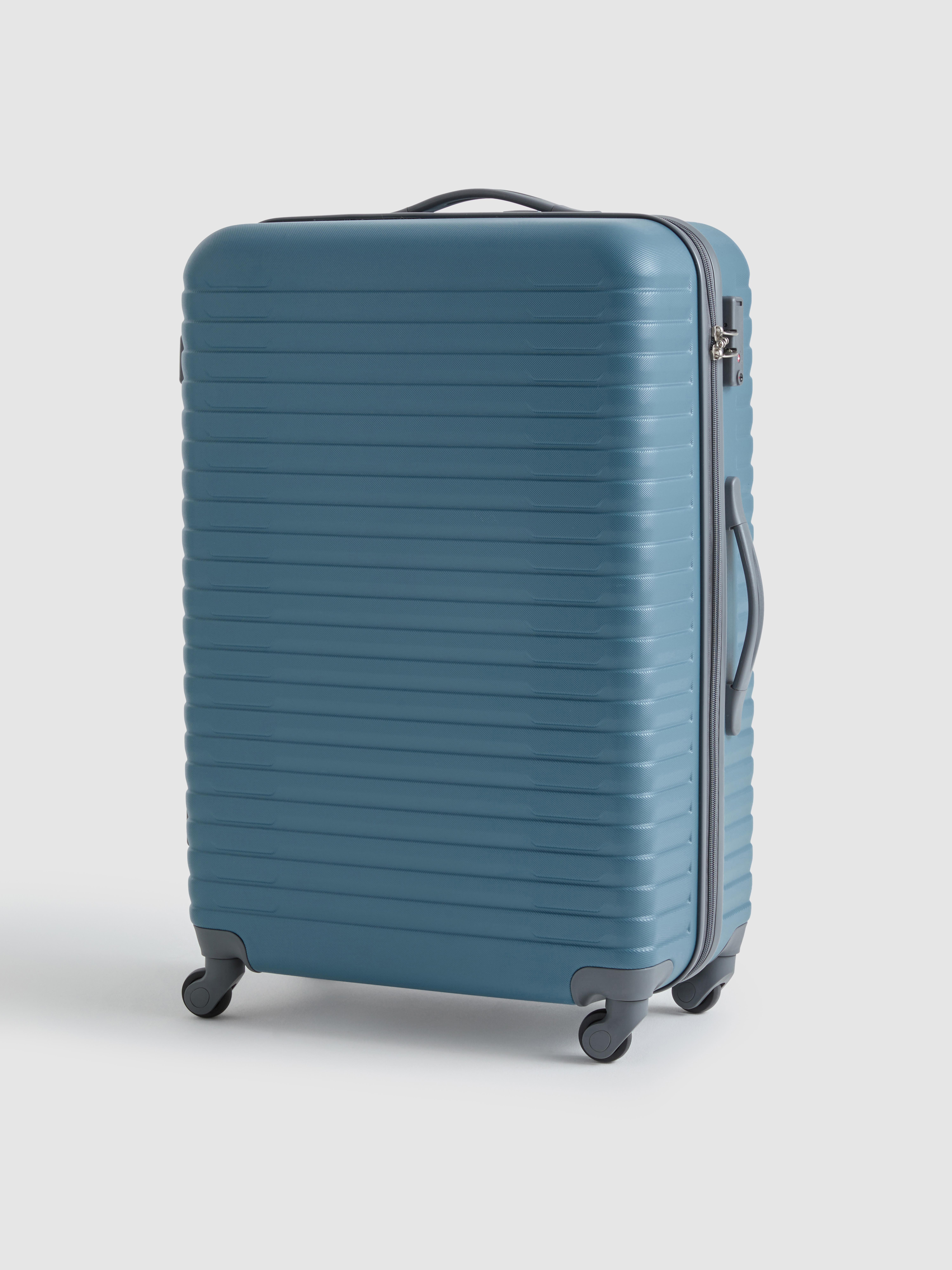 Mala viagem rígida quatro rodas canelada