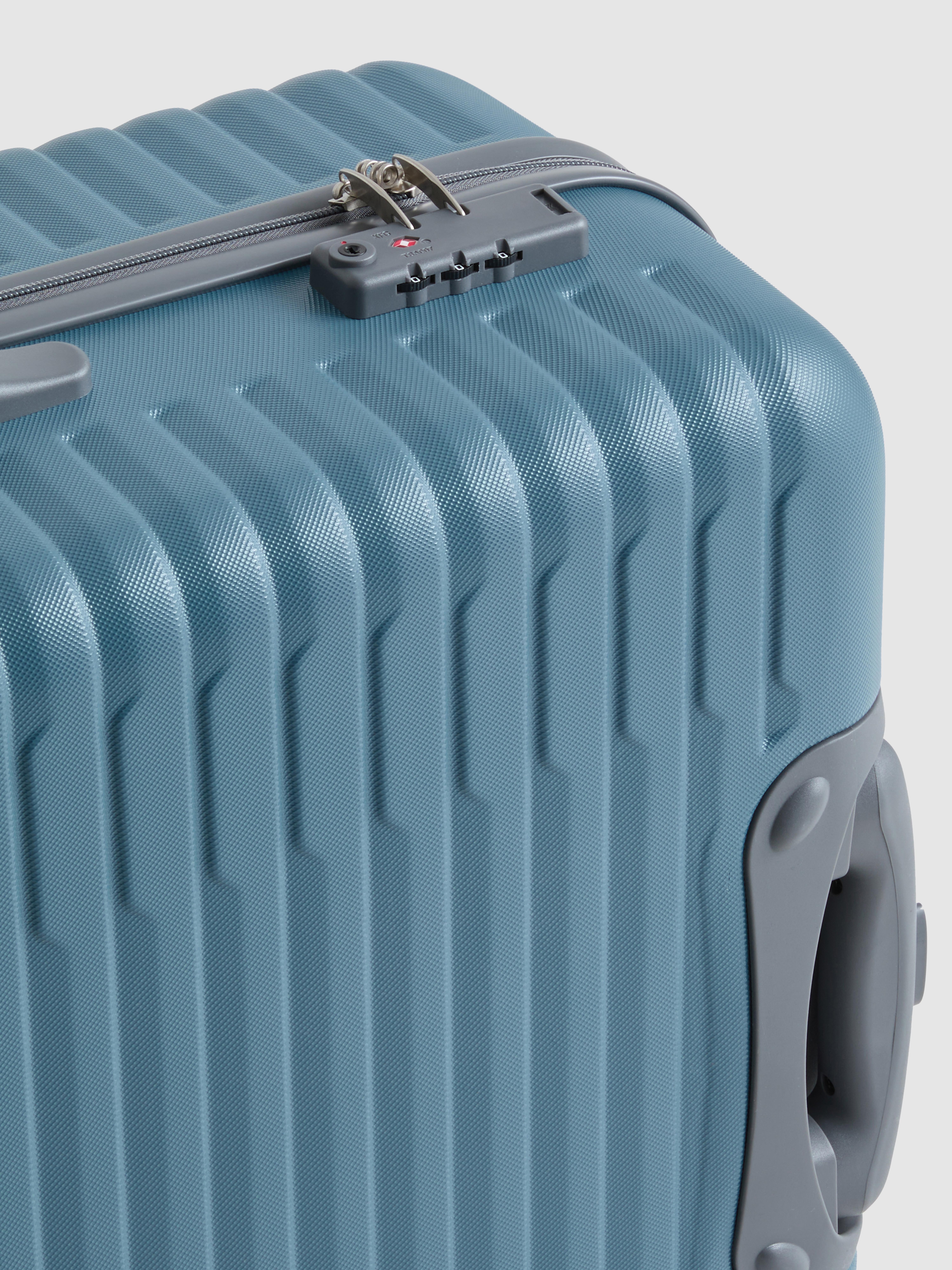 Mala viagem rígida quatro rodas canelada