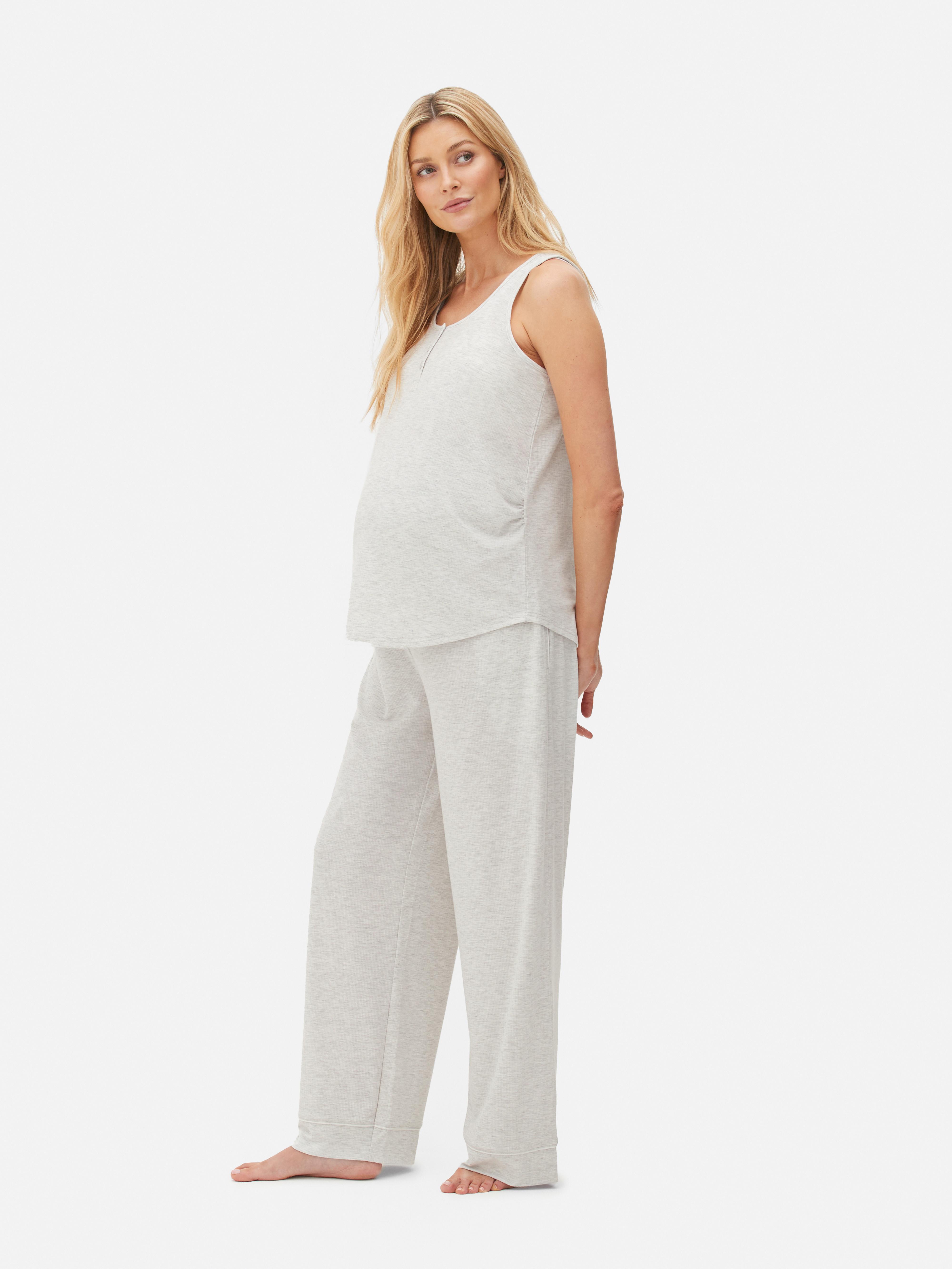 Grey Marl Ribbed Maternity & Nursing Top