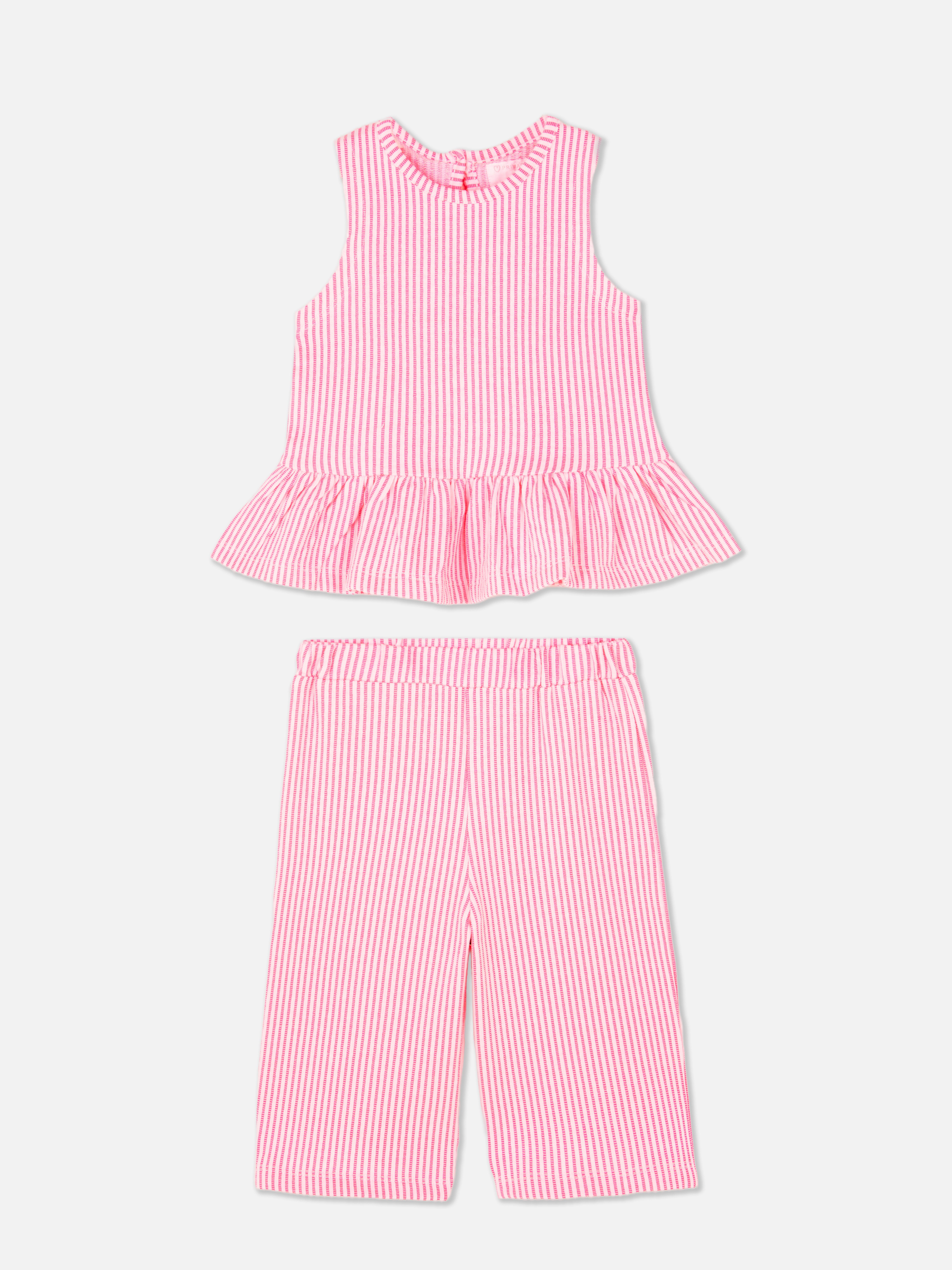 Stripe Blouse and Culotte Trousers Co-ord Set