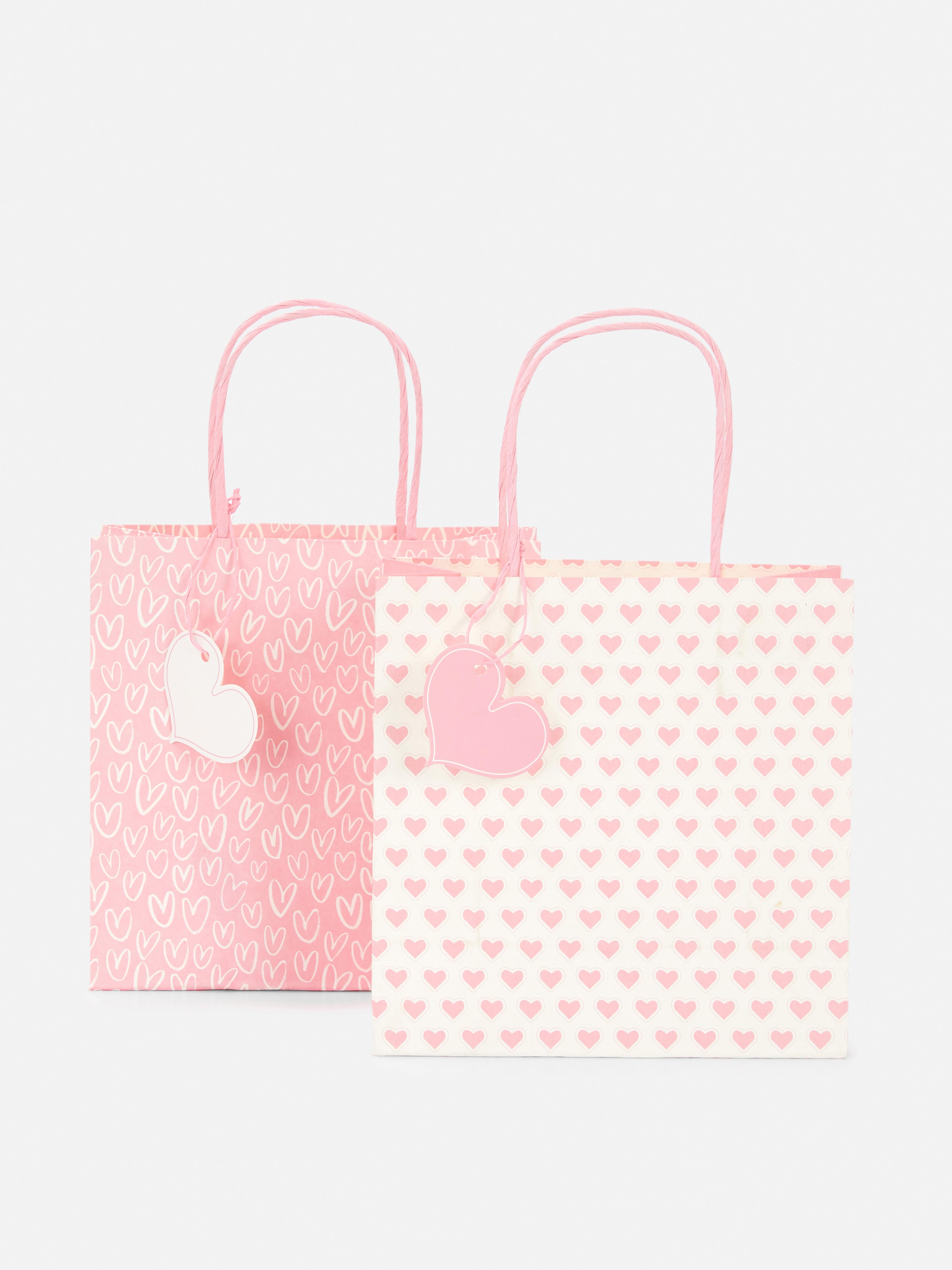 2pk Heart Print Gift Bags