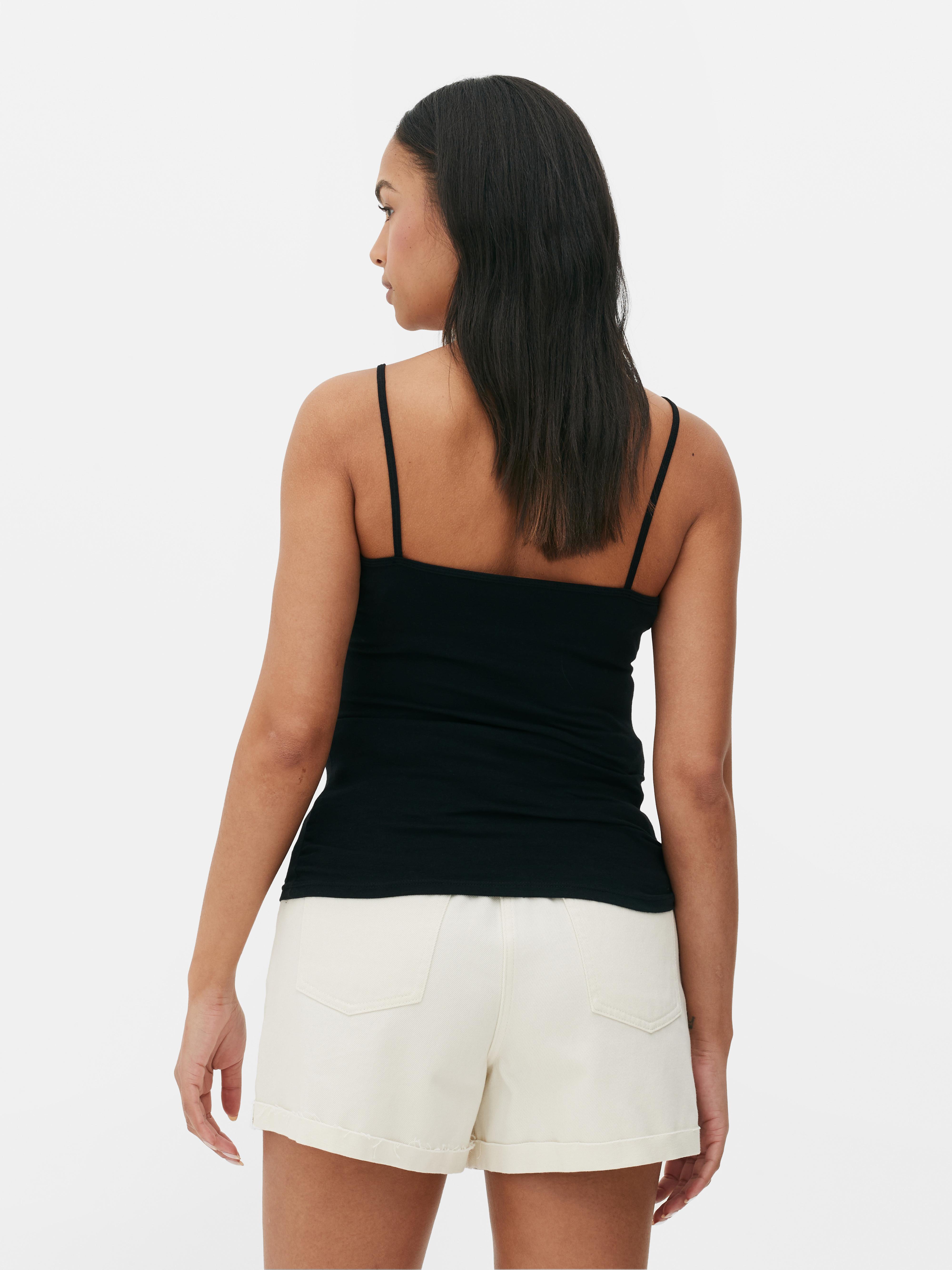 Womens Black 2pk Essential Cami Tops Primark