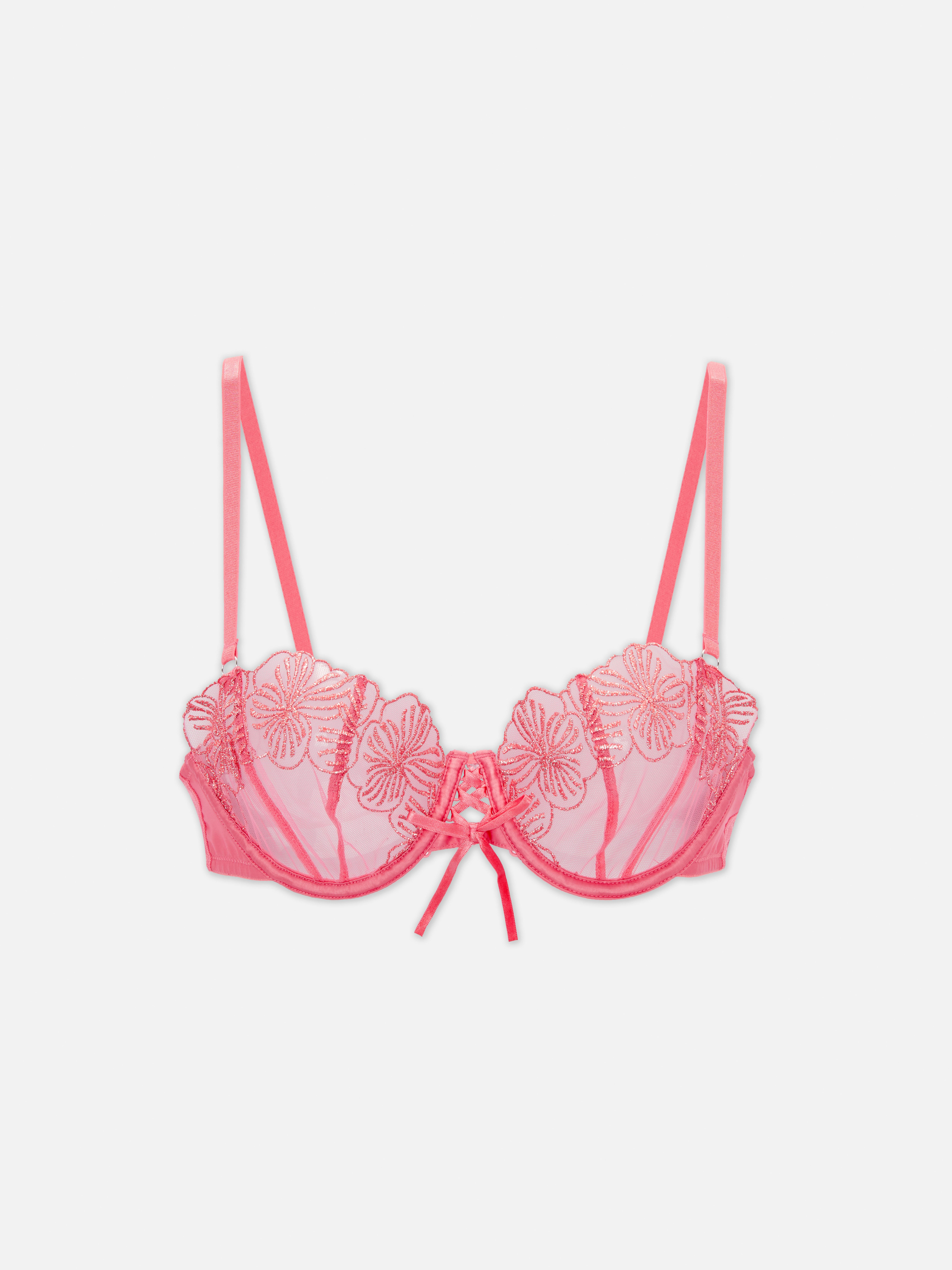 A-D Embroidered Non-Padded Balcony Bra