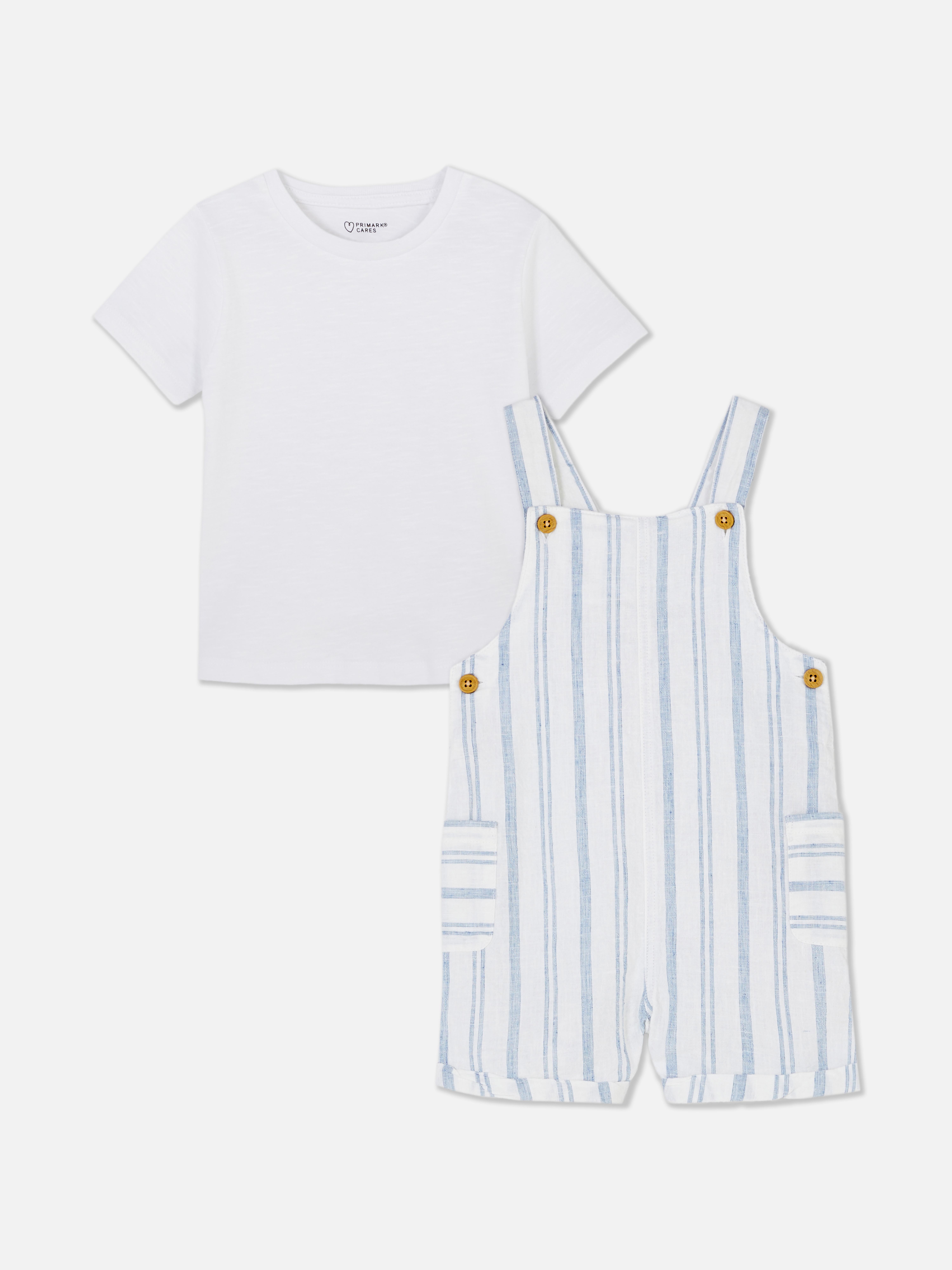 Stripe Dungaree and T-shirt Set