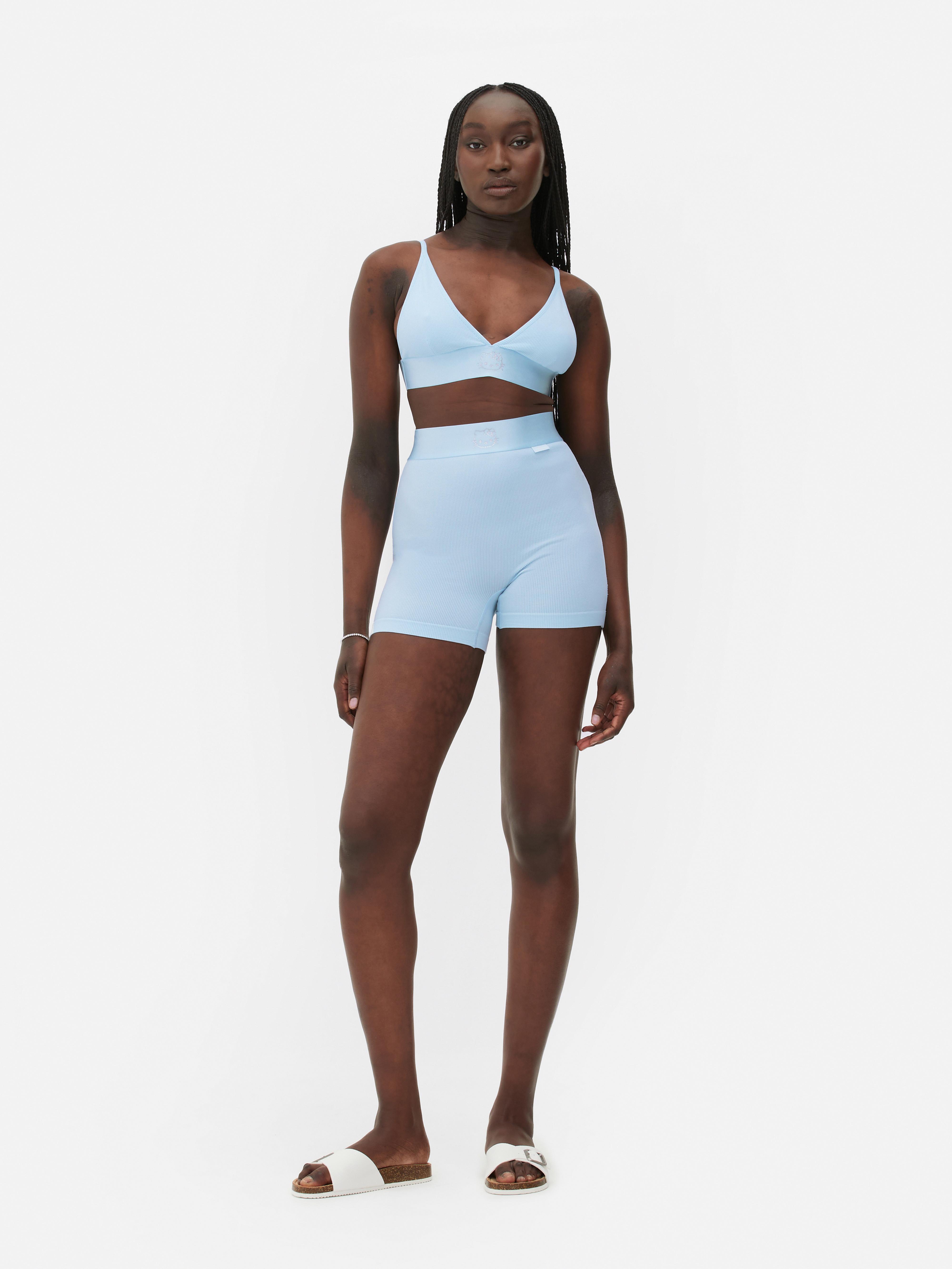 Womens Grey Seamless High Shine Short and Bralette Set Primark