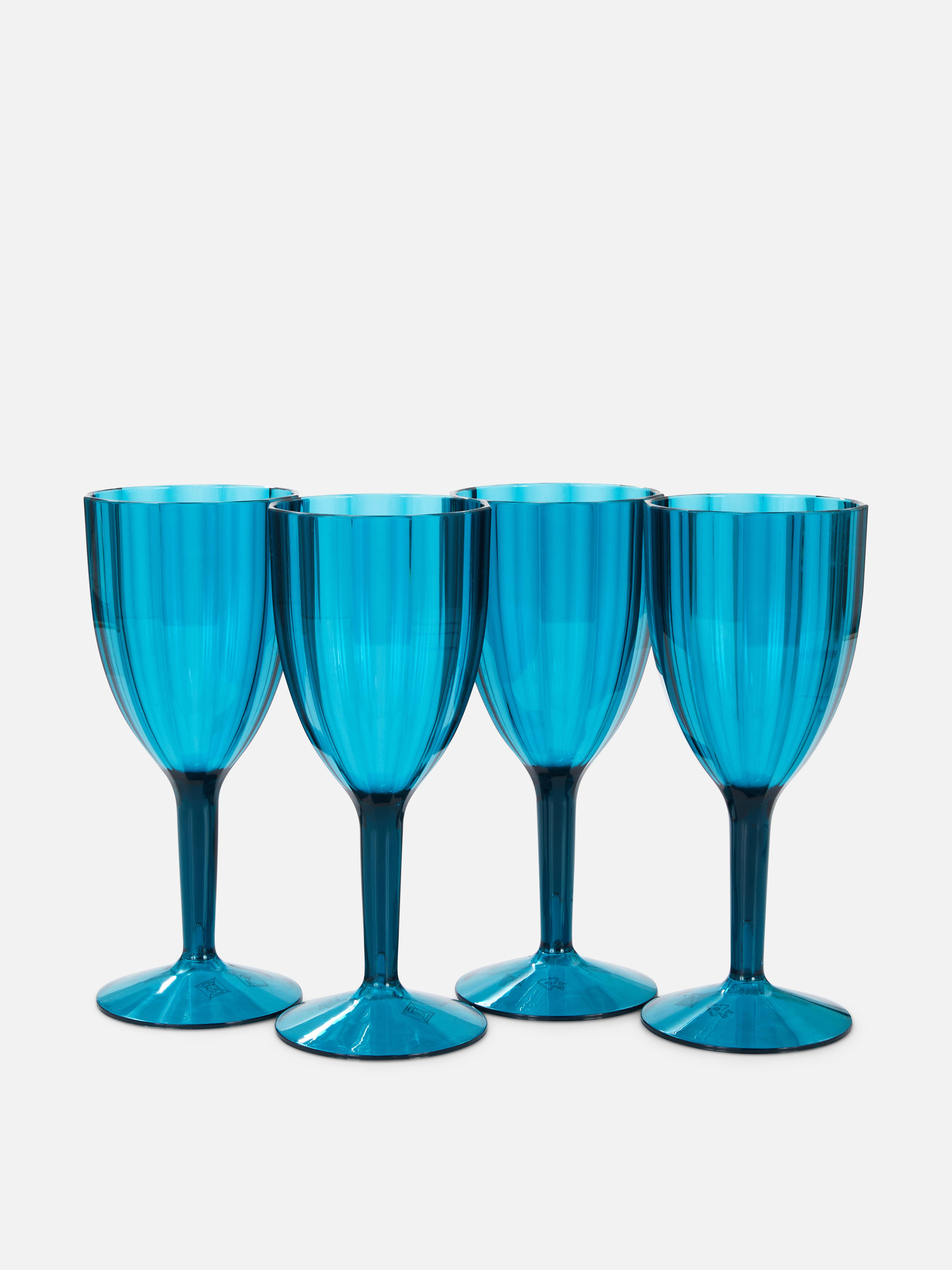 4 vroubkované skleněné poháry