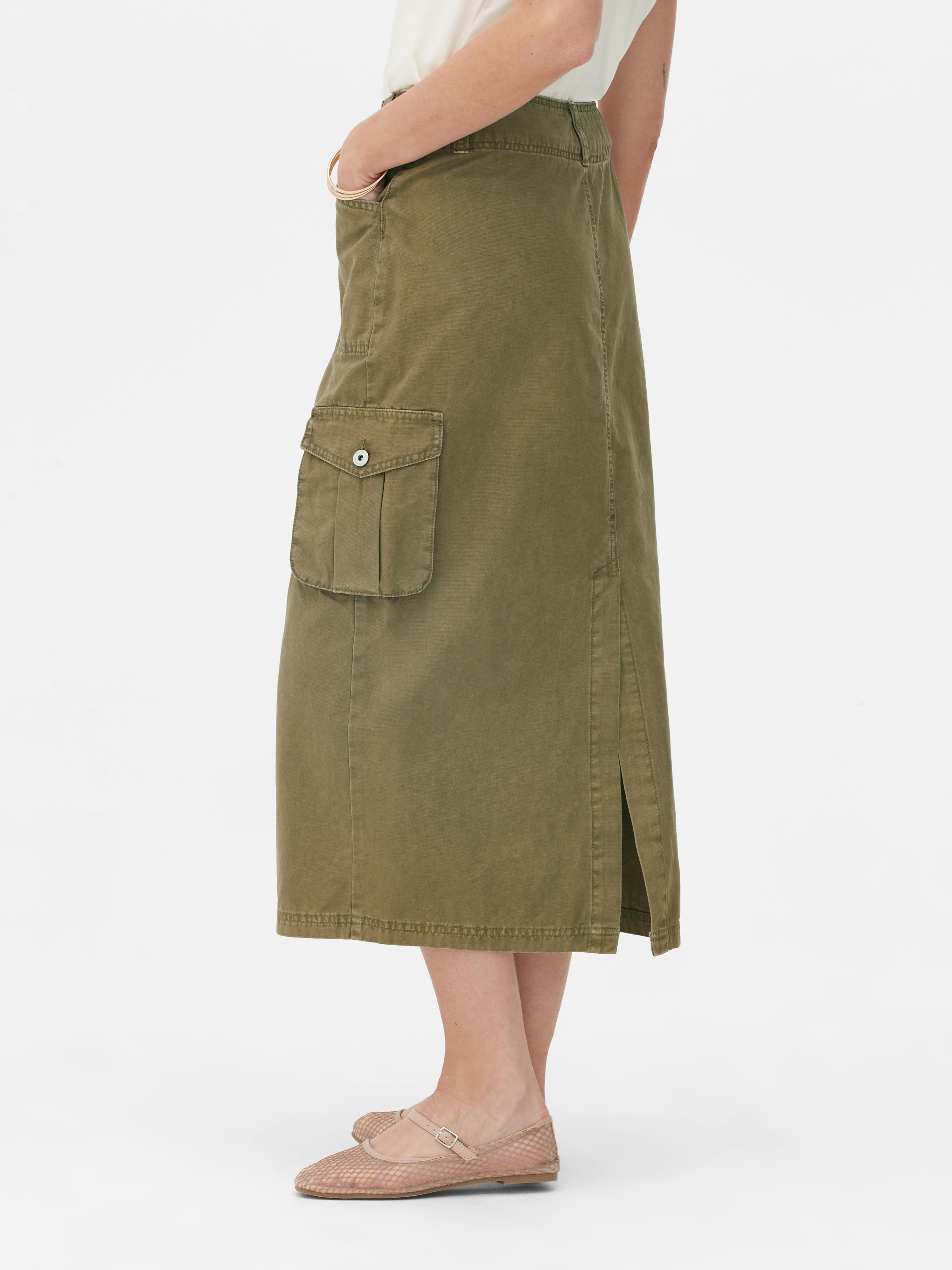 Womens Khaki Rita Ora Cargo Midi Skirt | Primark