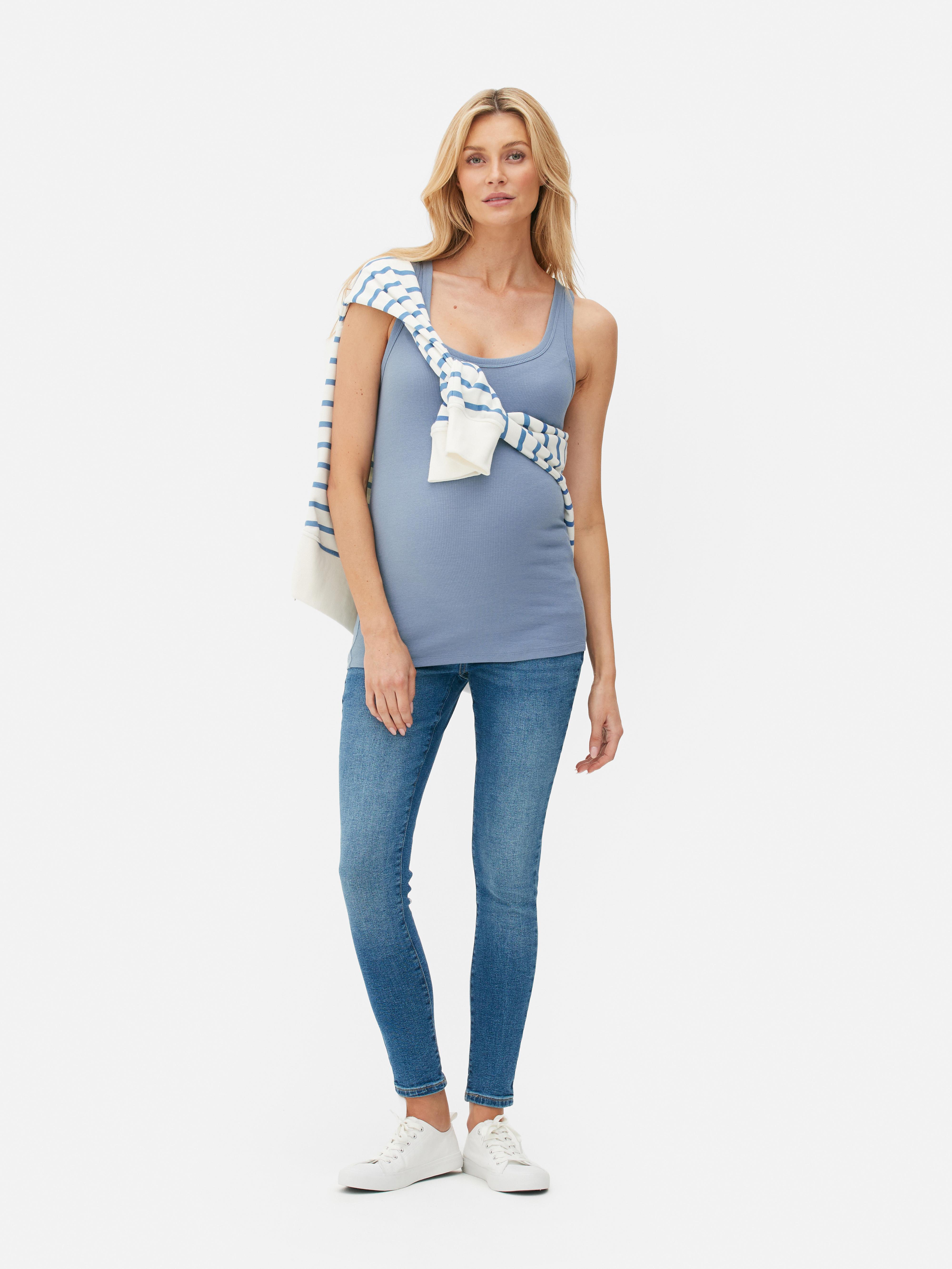 Ribbed Pop Button Maternity Tank Top