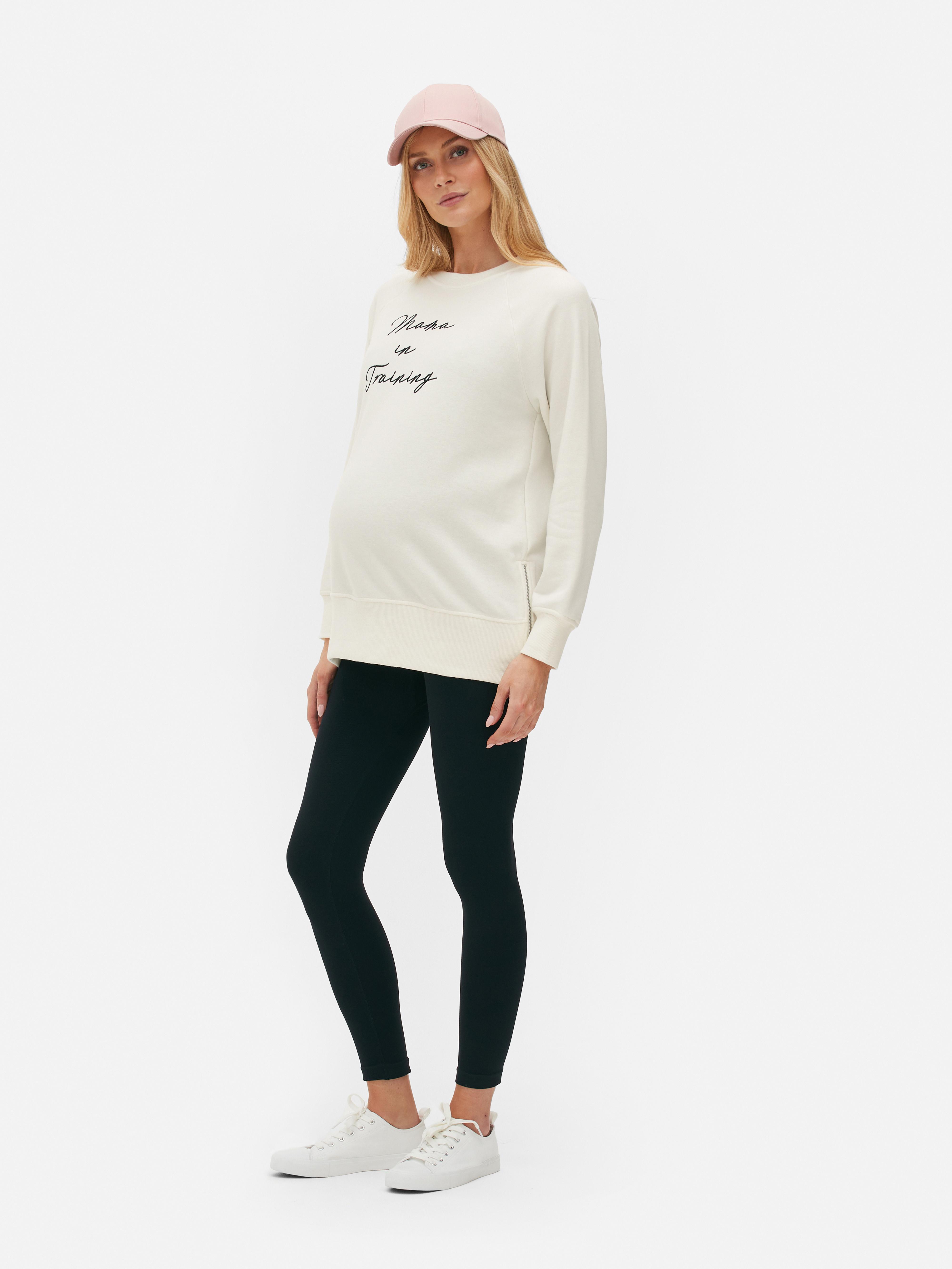 Zwangerschapssweatshirt met tekst en zijrits