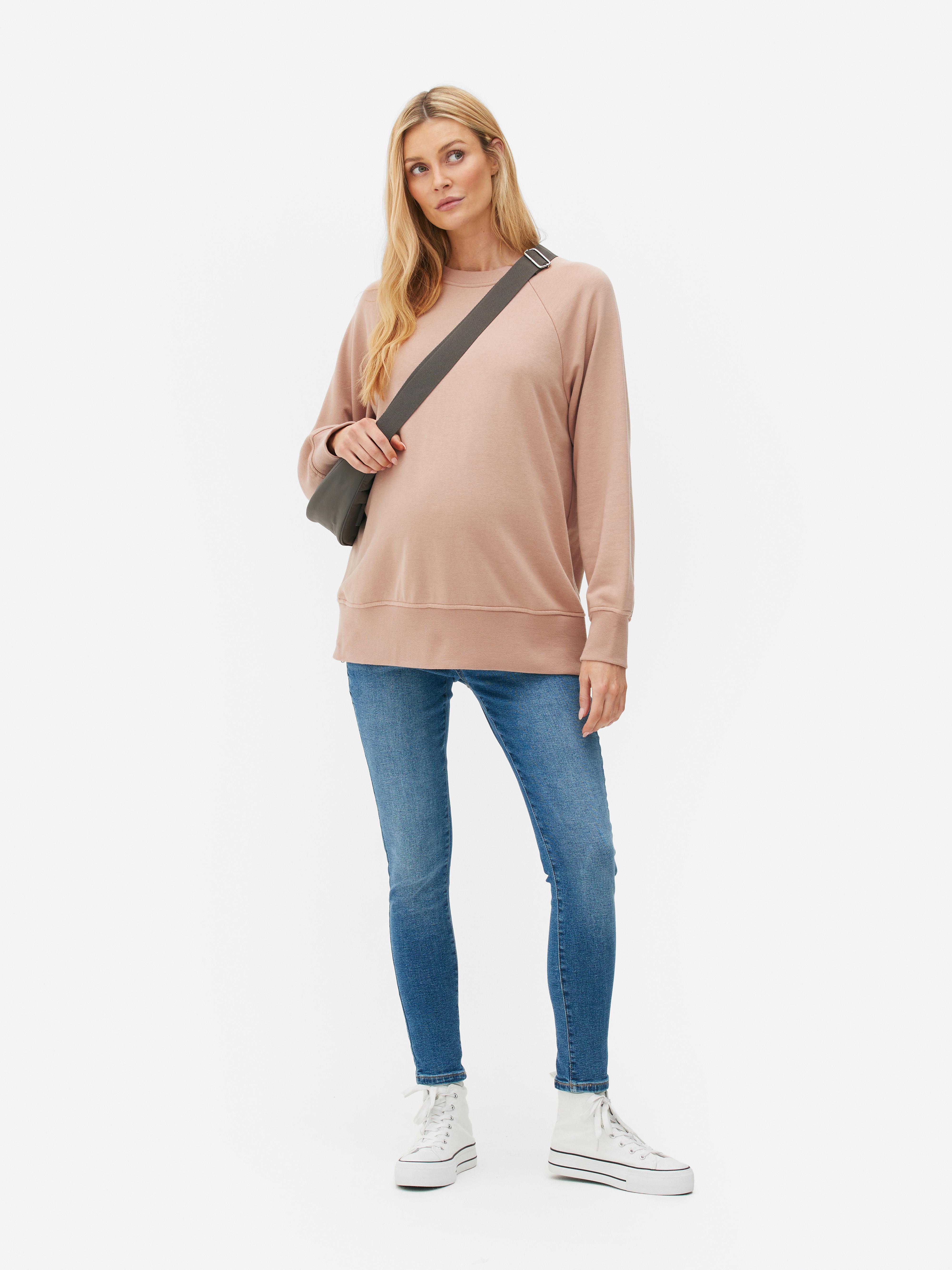 Womens Pink Maternity Zip-Side Sweatshirt