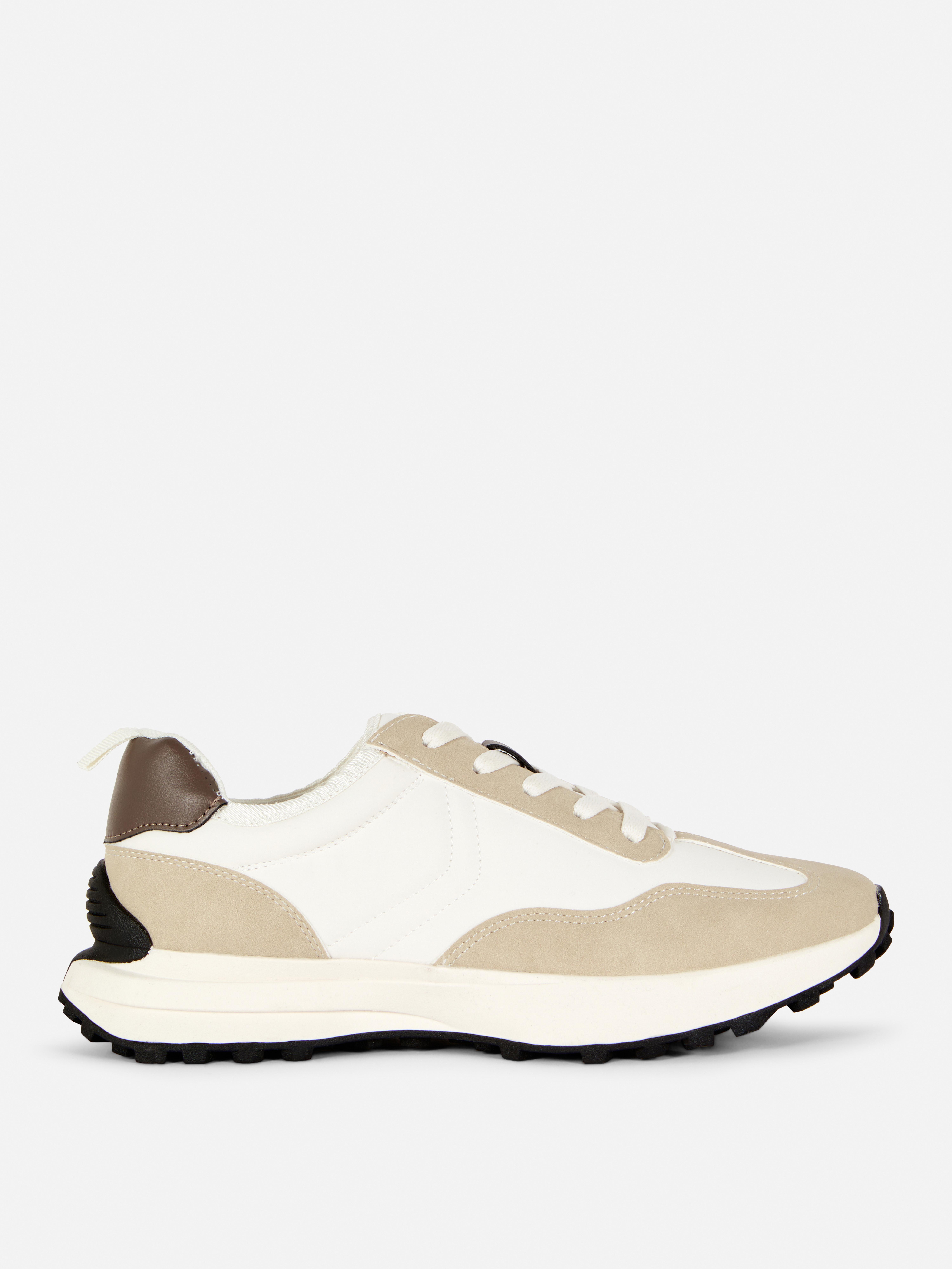 Sneaker mit dicker Sohle in Blockfarben - Taupefarben - Damen 
