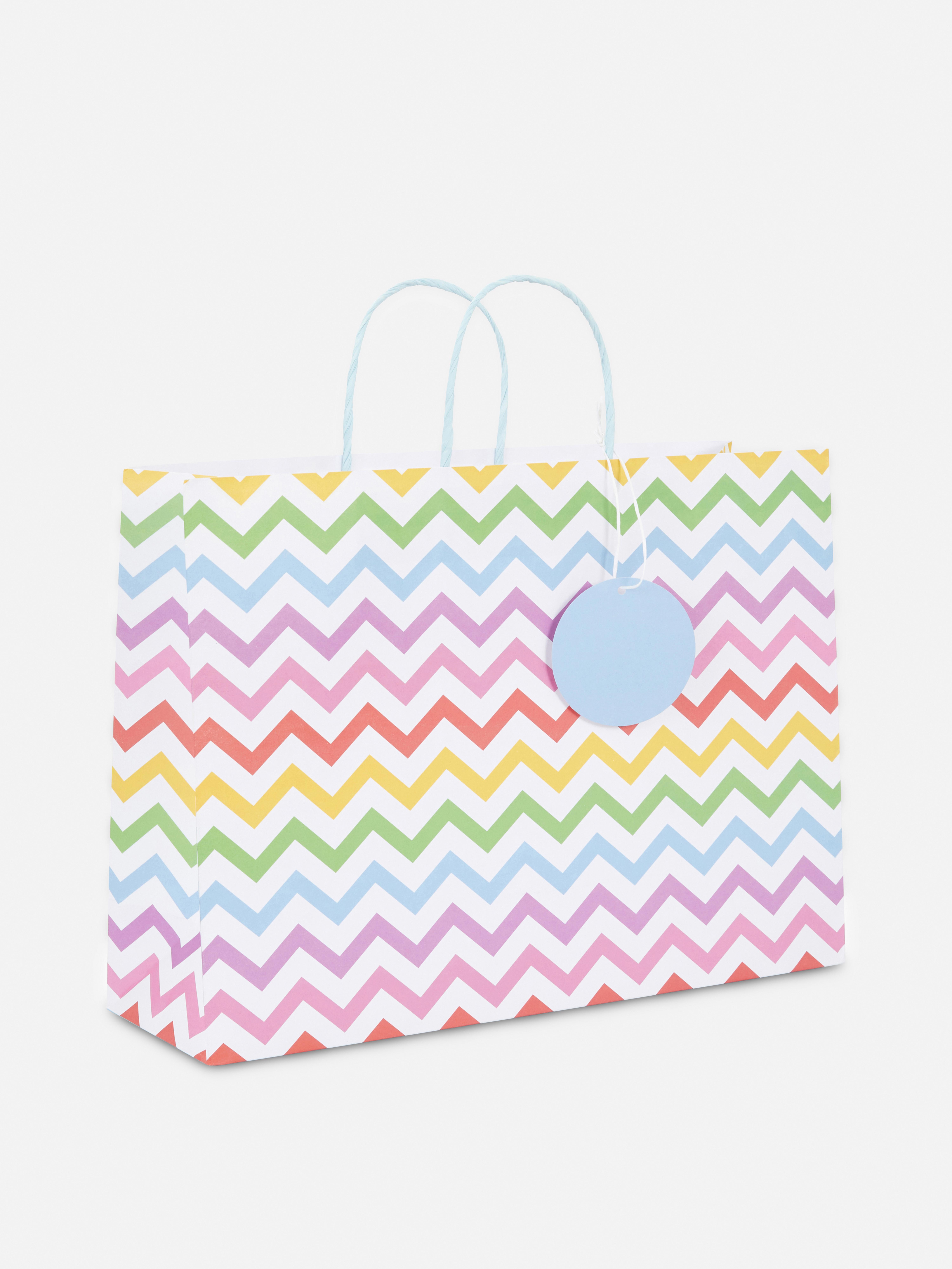 Multi Zigzag Print Gift Bag Primark
