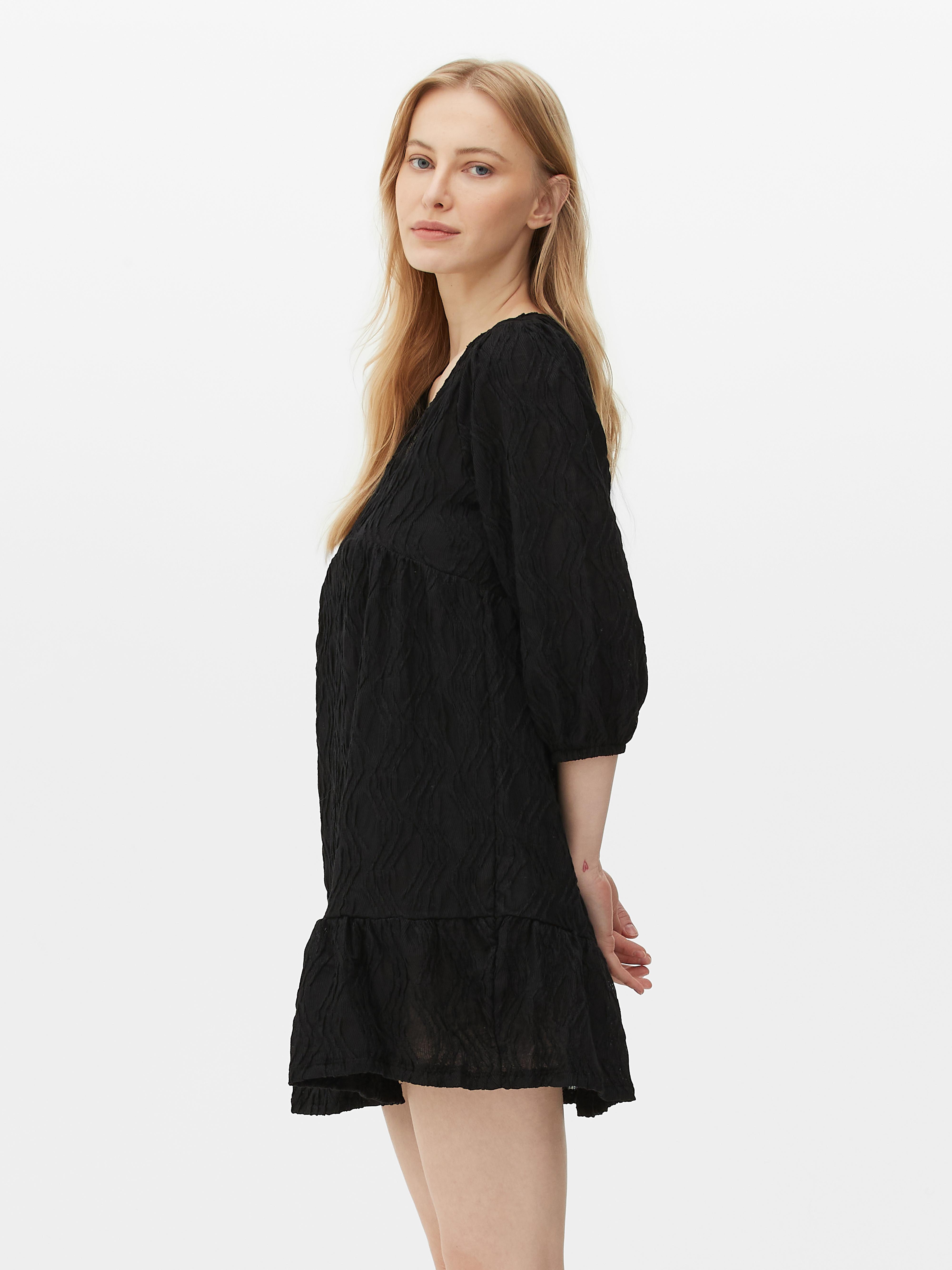 Long sleeve black smock hot sale dress