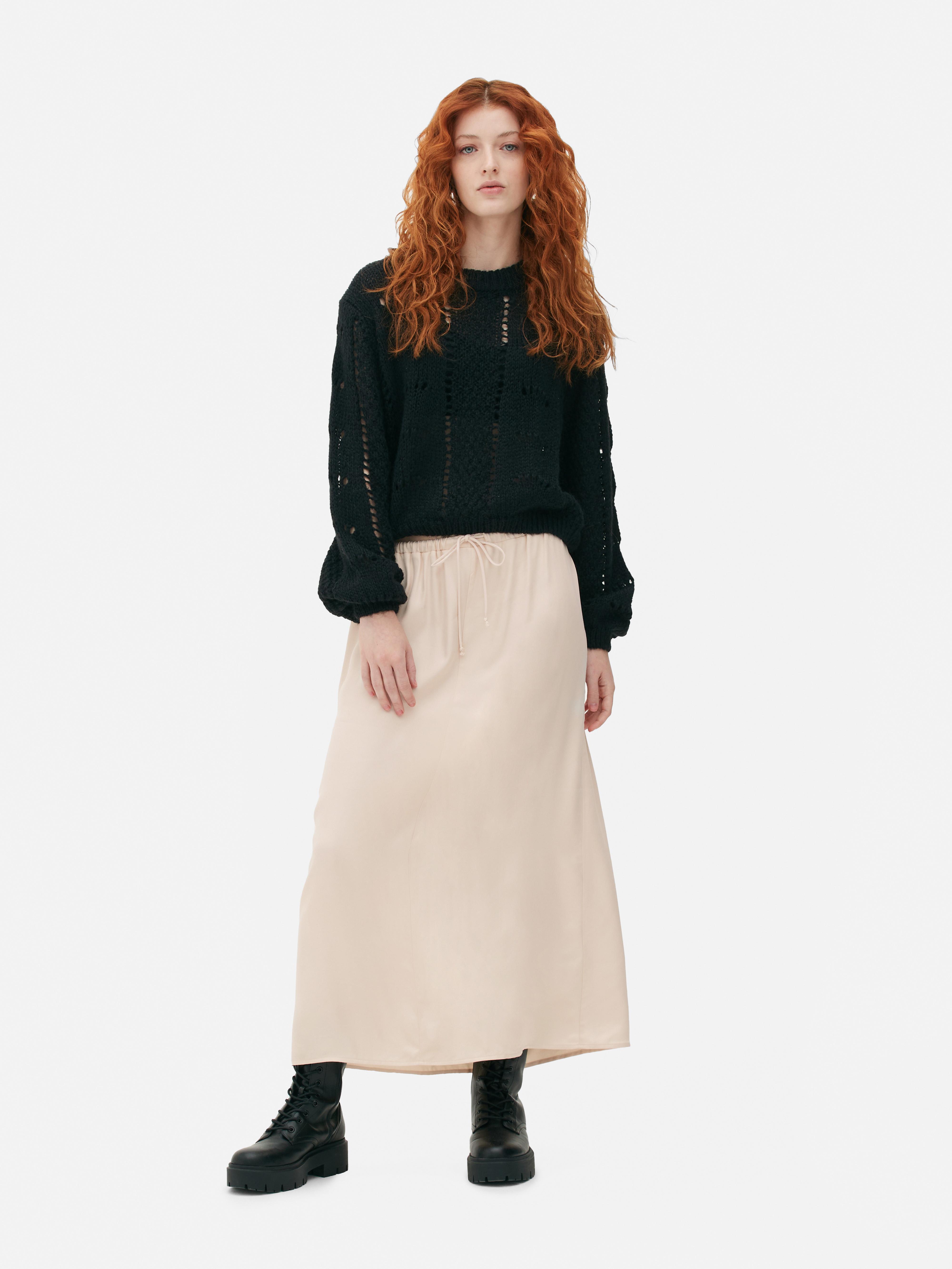 Mid length outlet satin skirts