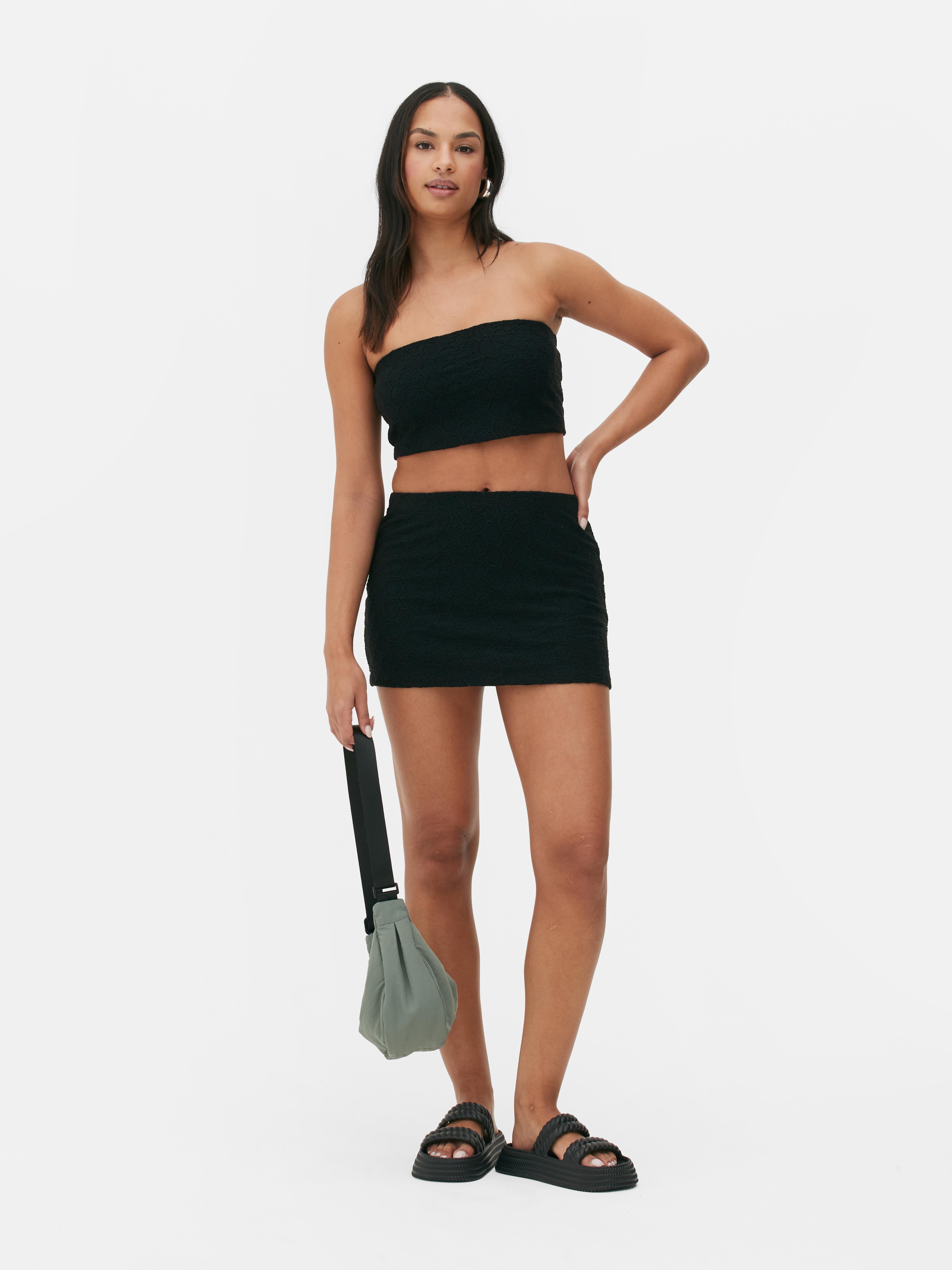 Women's Black Textured Mini Skirt | Primark