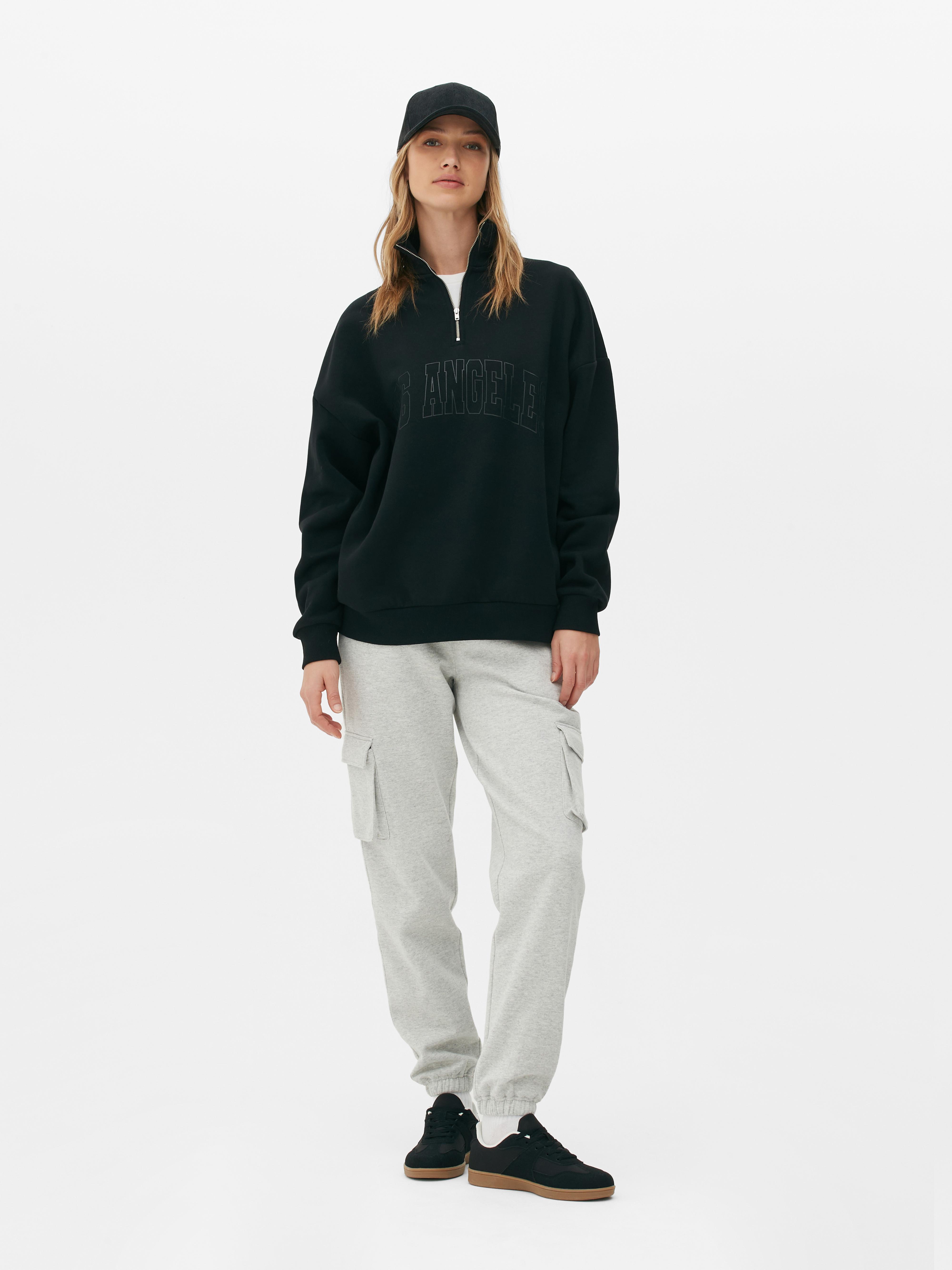 Oversized Joggers in black, grey and cream with zips - Branded