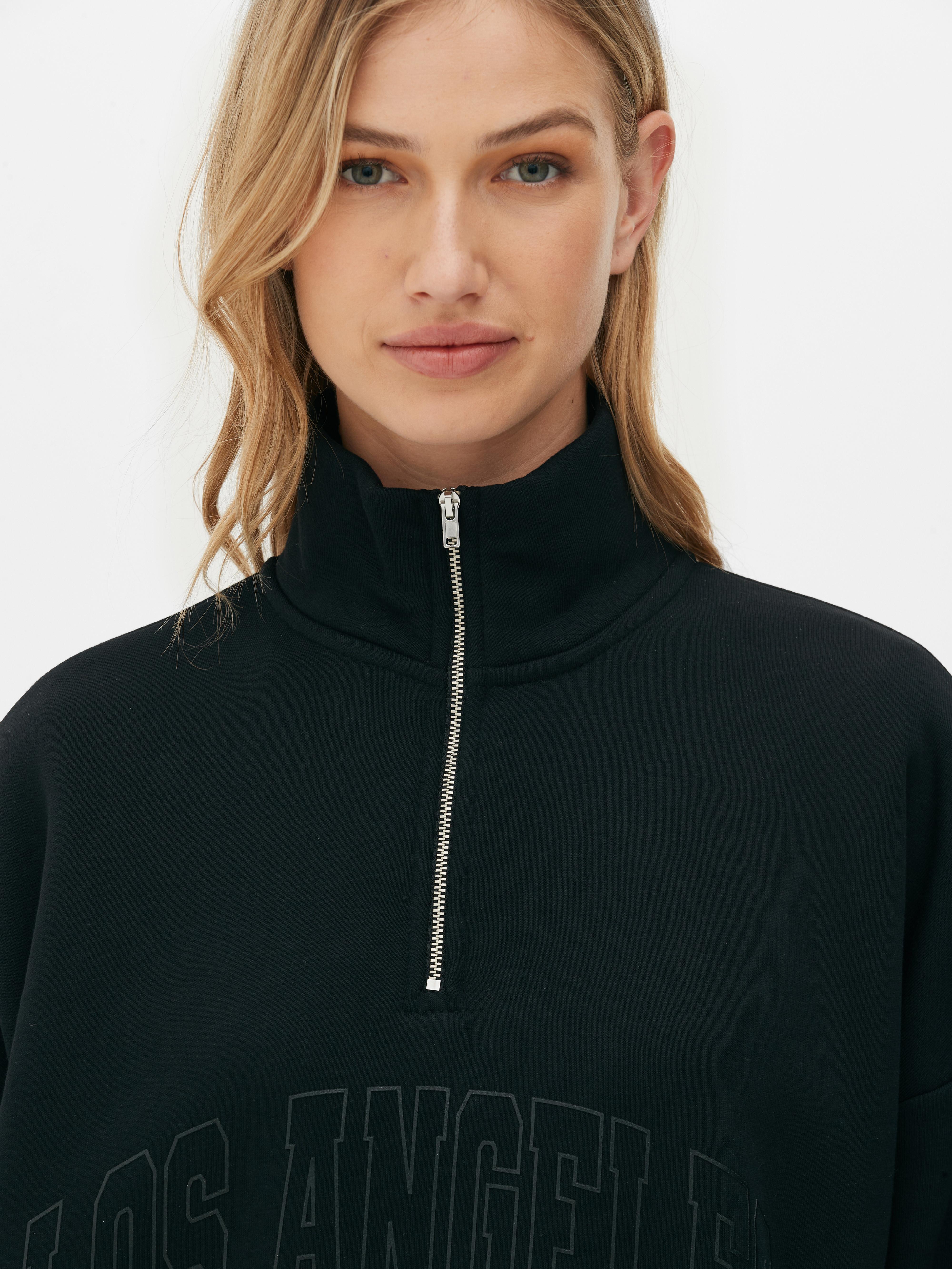 Womens Black Half Zip Los Angeles Fleece | Primark