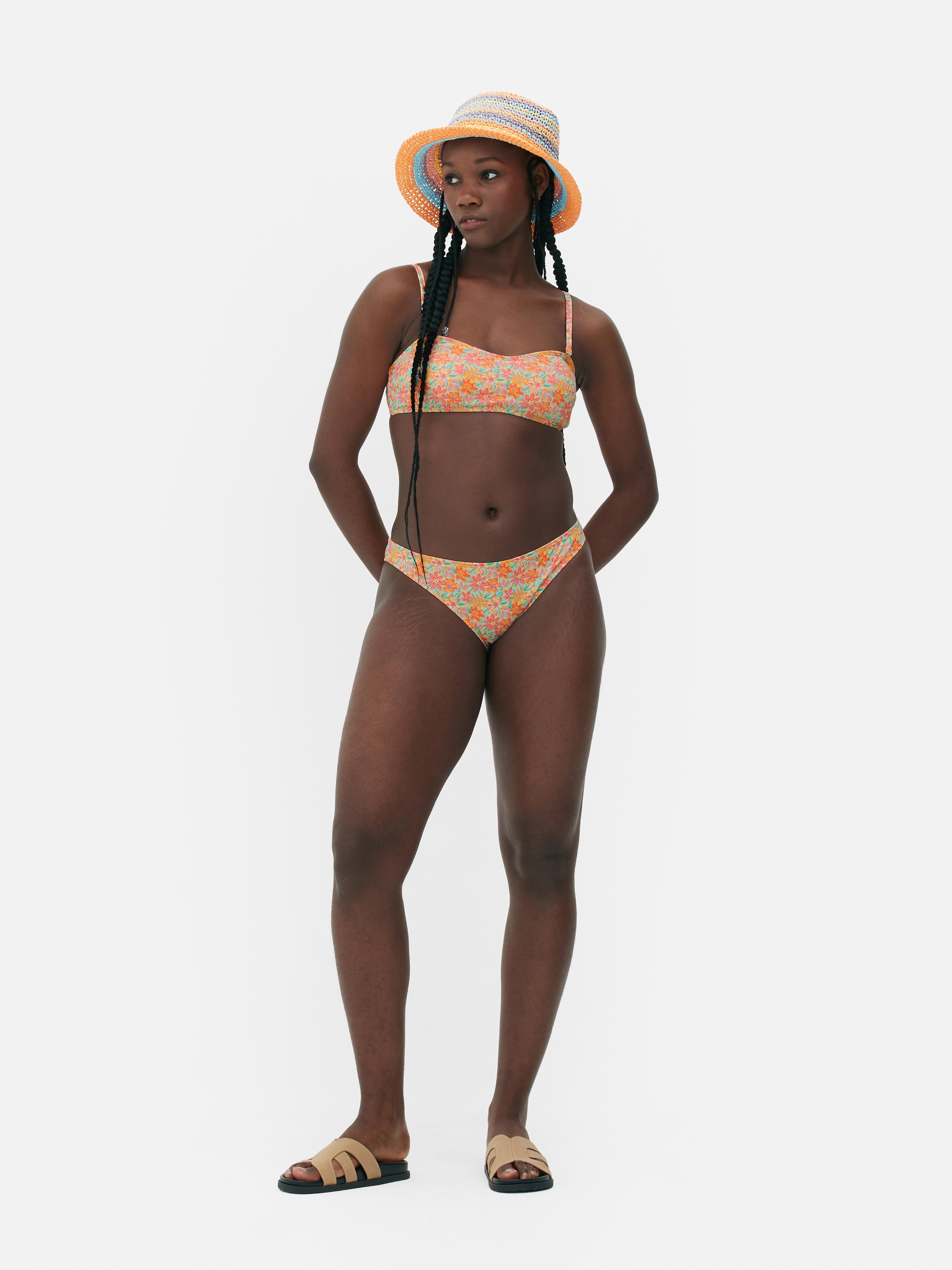 Womens Orange Patterned Bandeau Bikini Set Primark