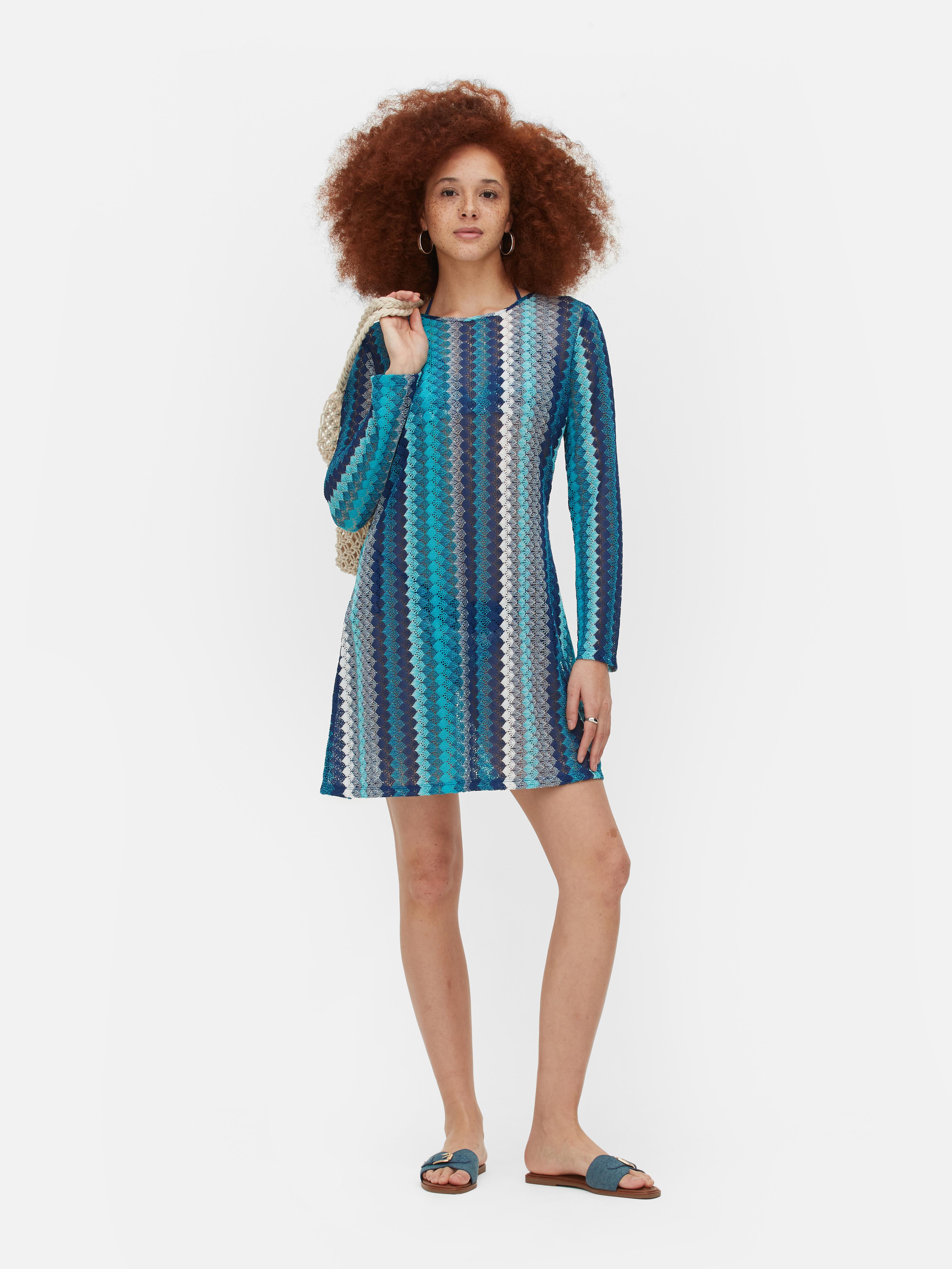 Striped Crochet Mini Dress