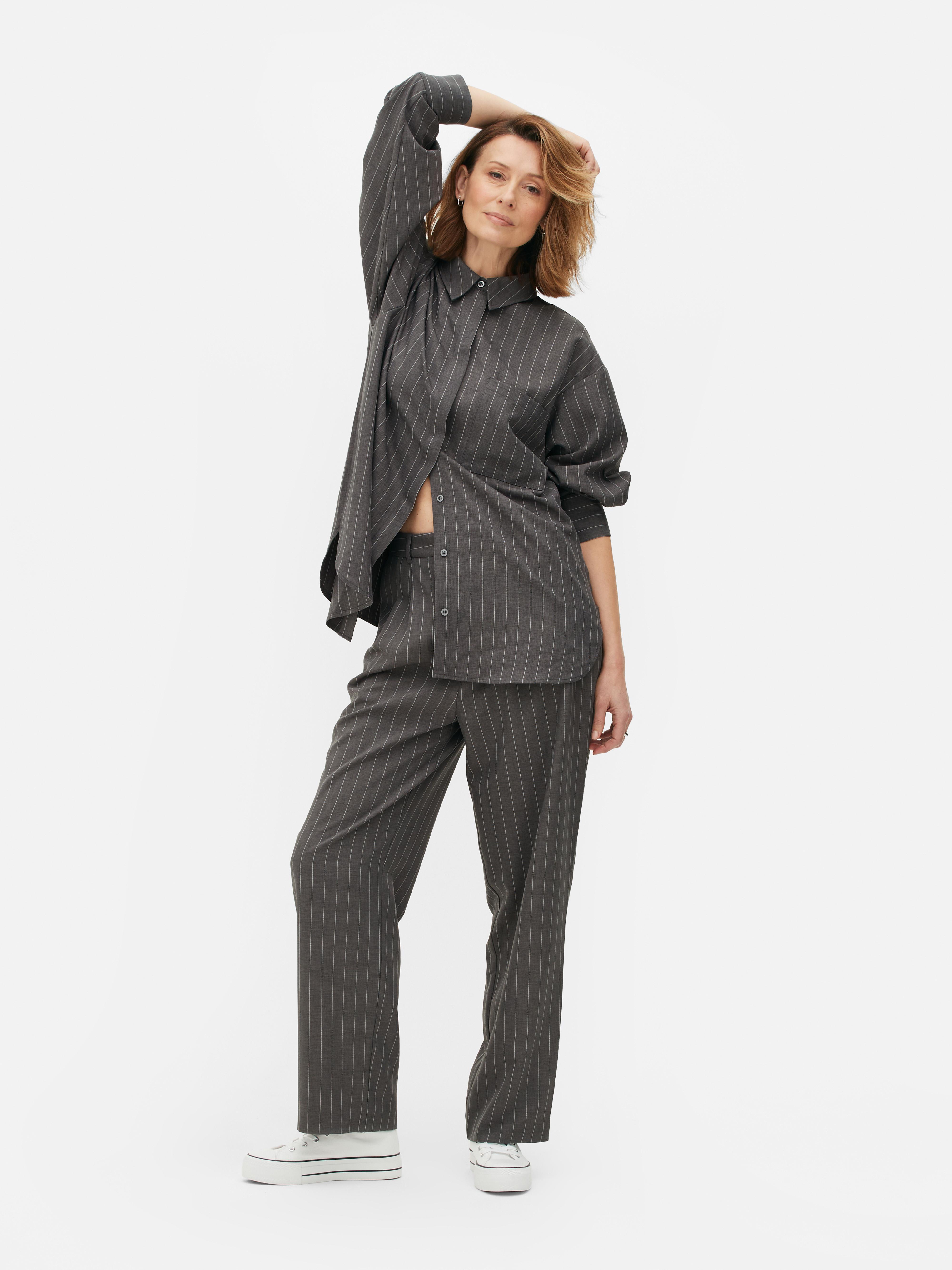 Pinstripe joggers hot sale womens