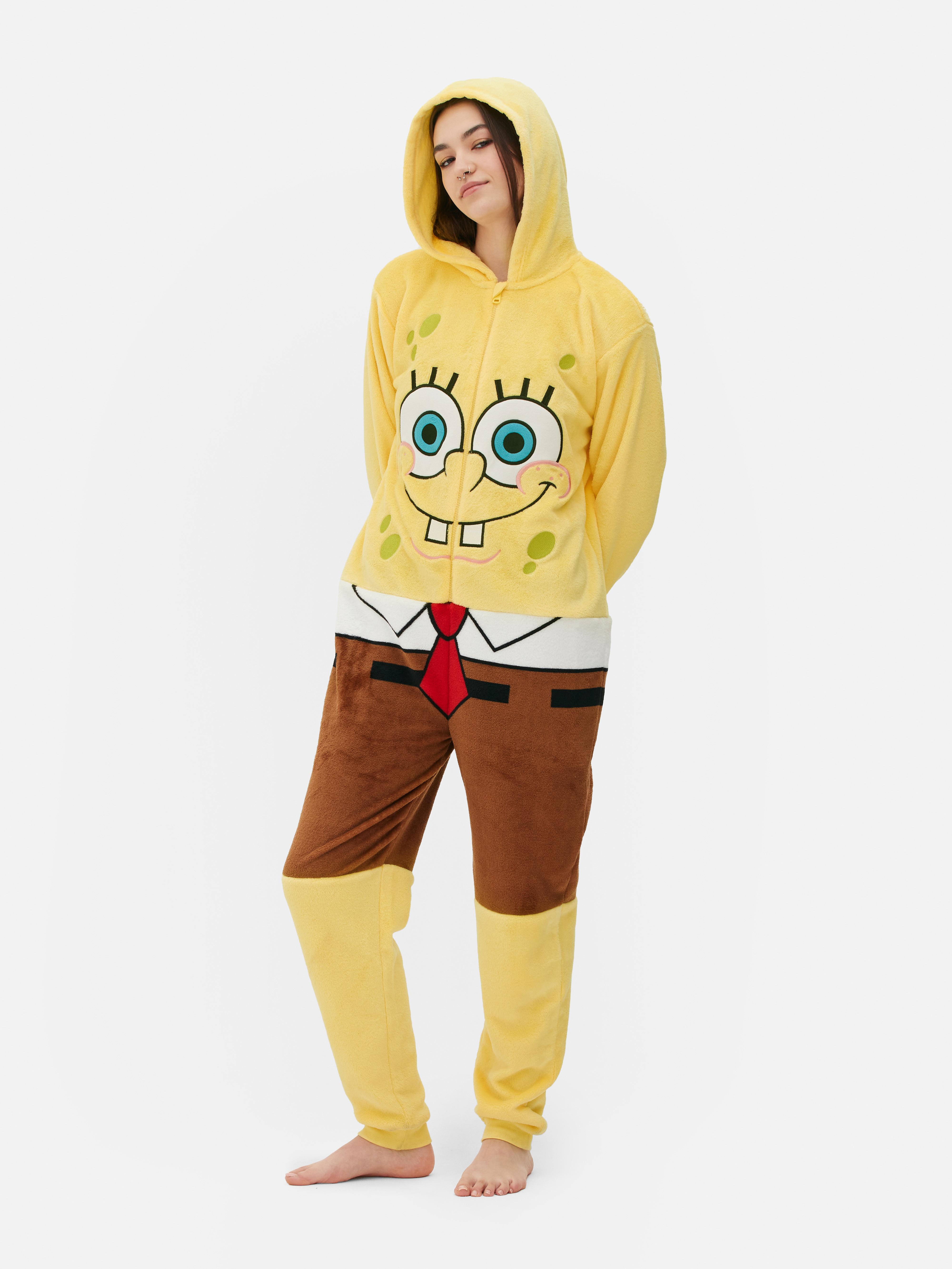 Womens Yellow SpongeBob SquarePants Character Zip Onesie