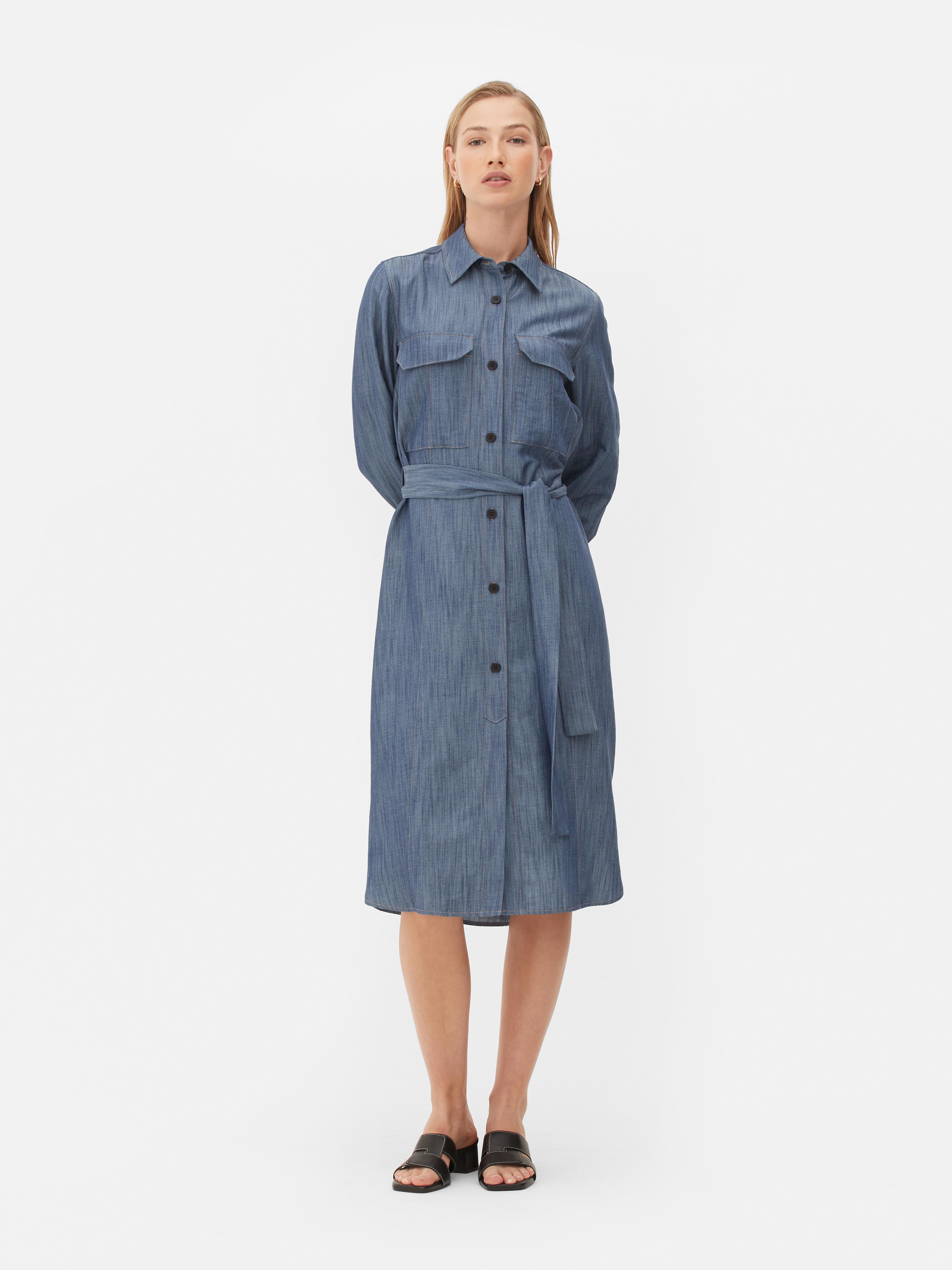 Chambray shirt best sale dress midi