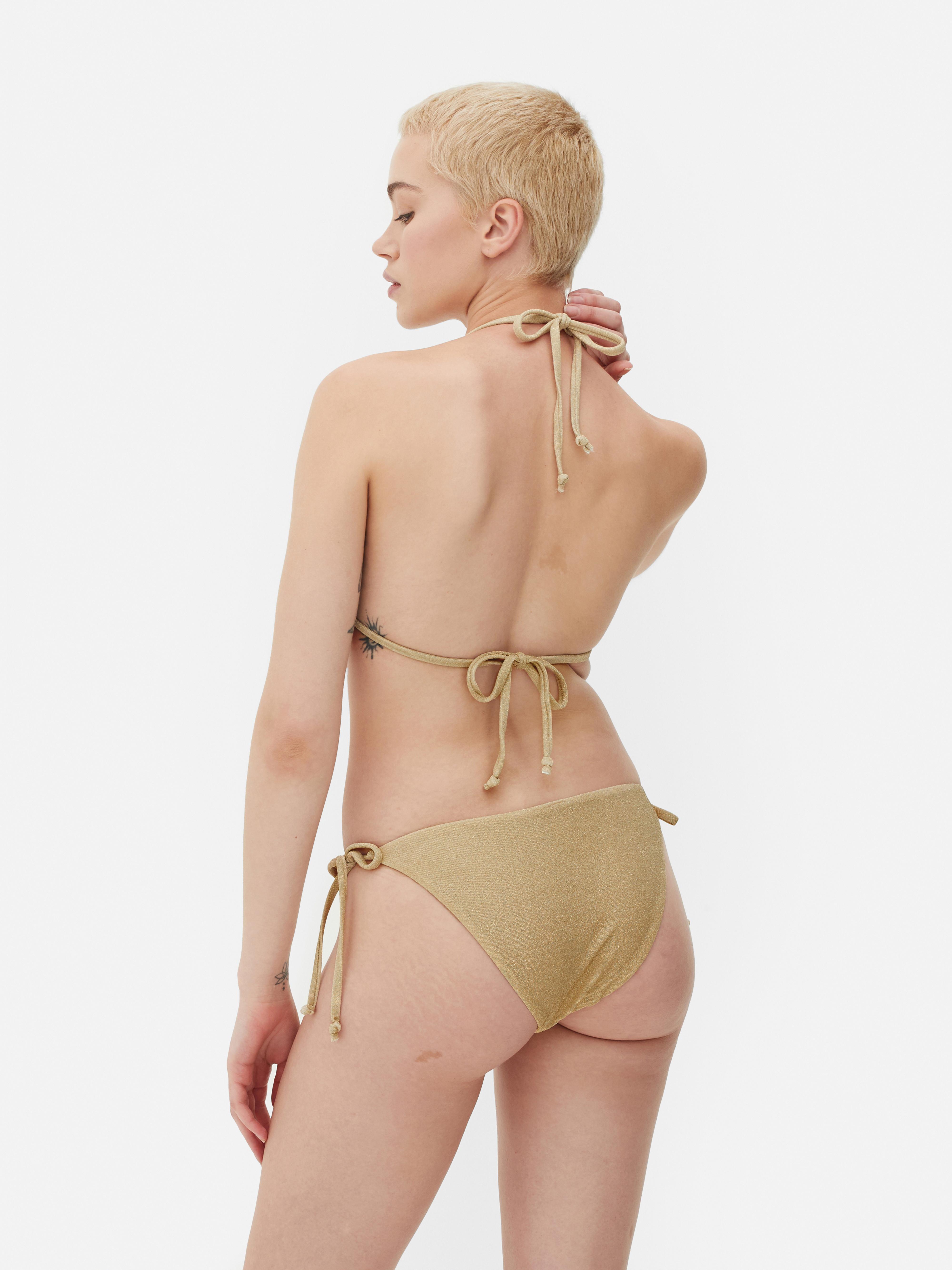 Womens Gold Sparkle Bikini Set Primark