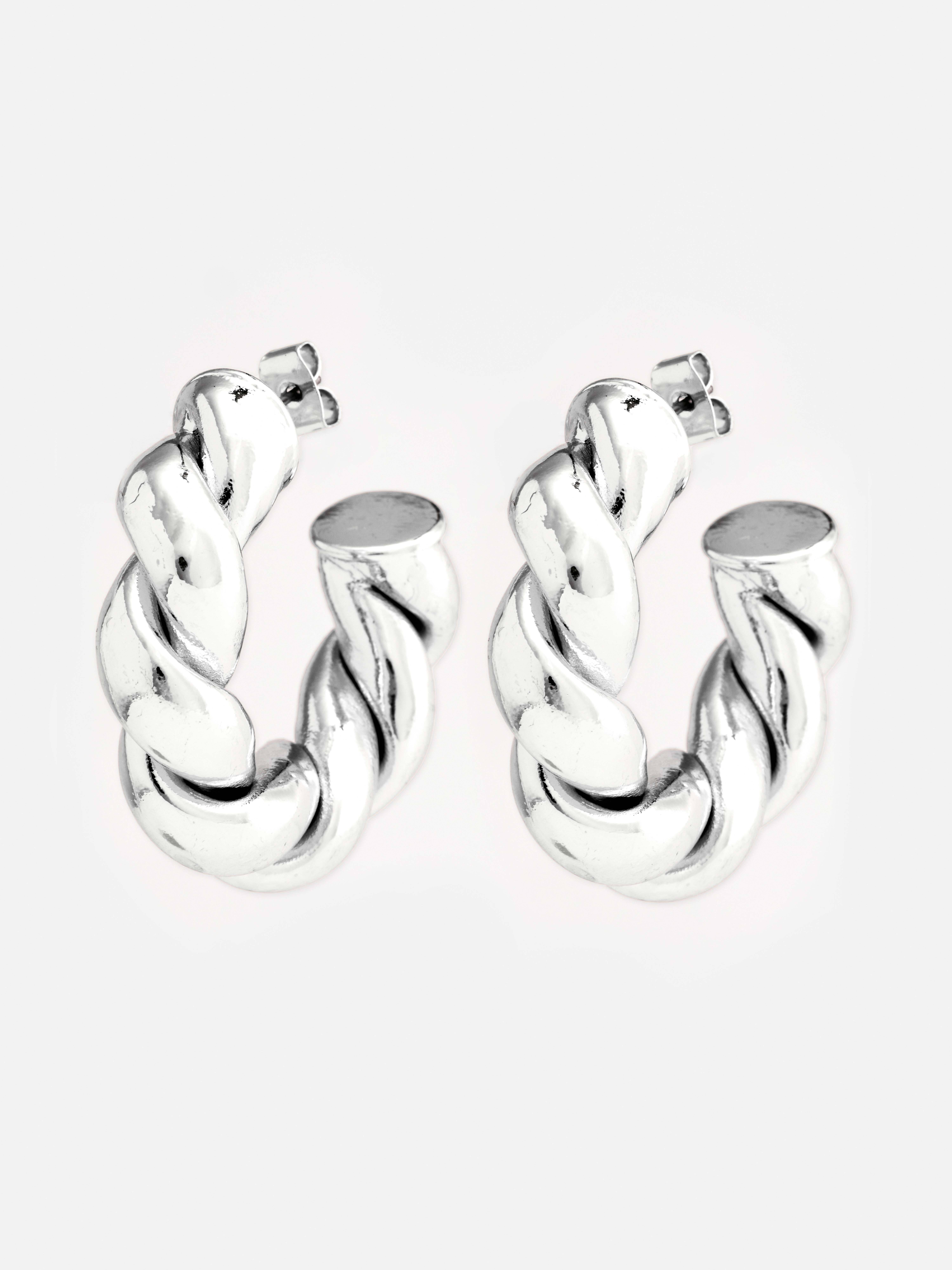 Women's Twist Chunky Hoop Earrings White Primark