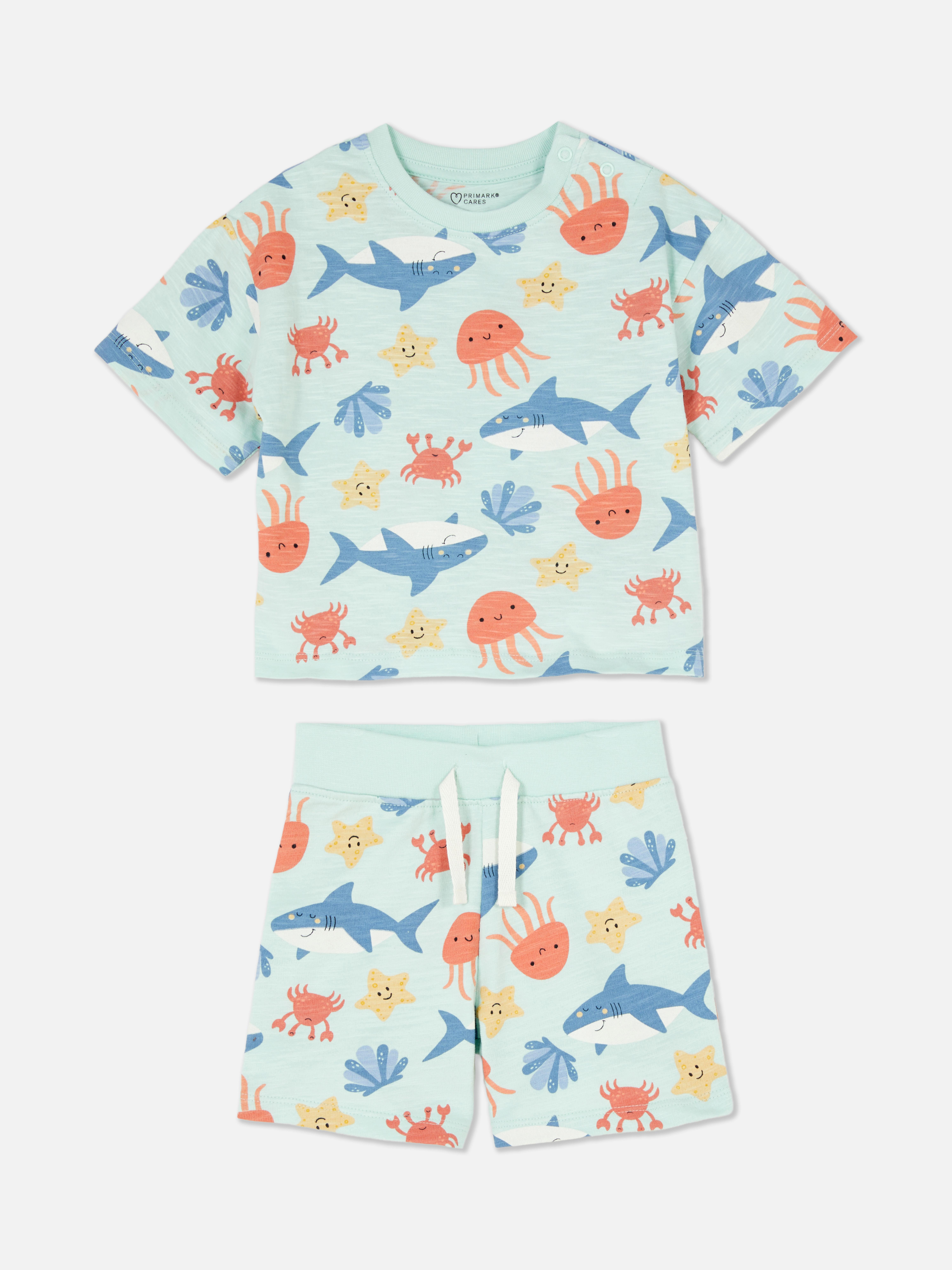 Set aus T-Shirt und Shorts mit Meeresdesign