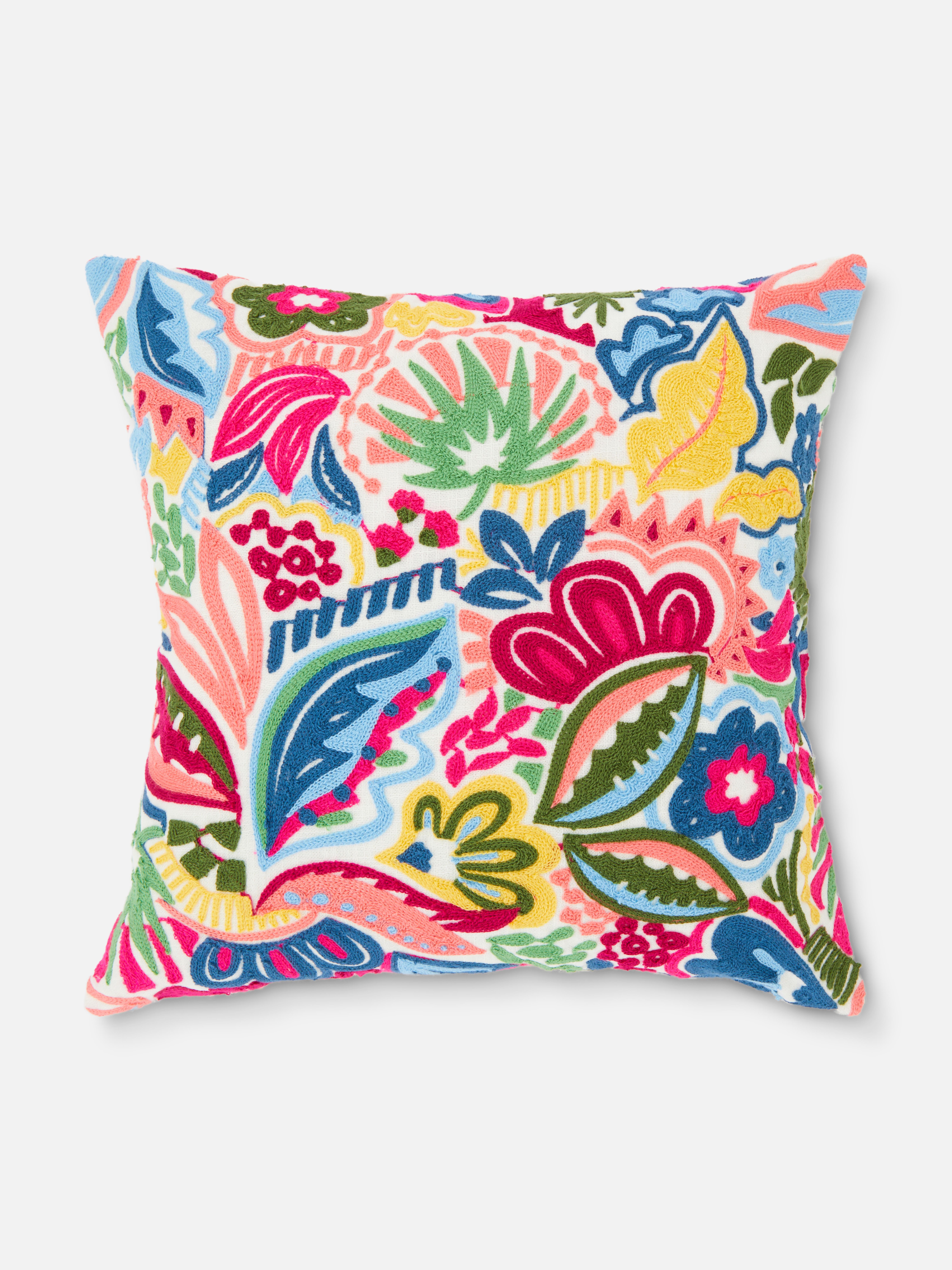 Abstract Floral Embroidered Cushion Cover