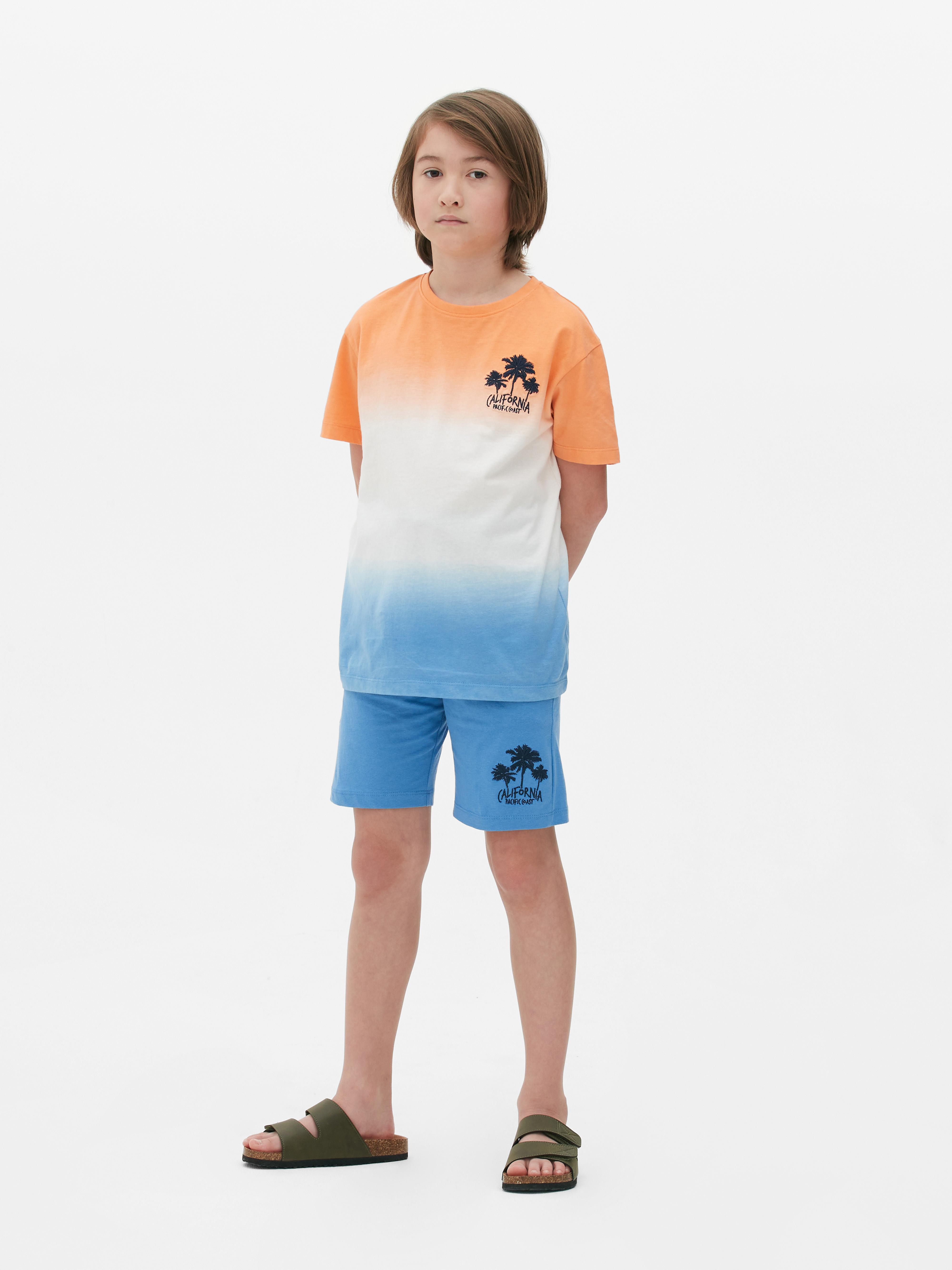 Set van T-shirt en korte broek met kleurverloop