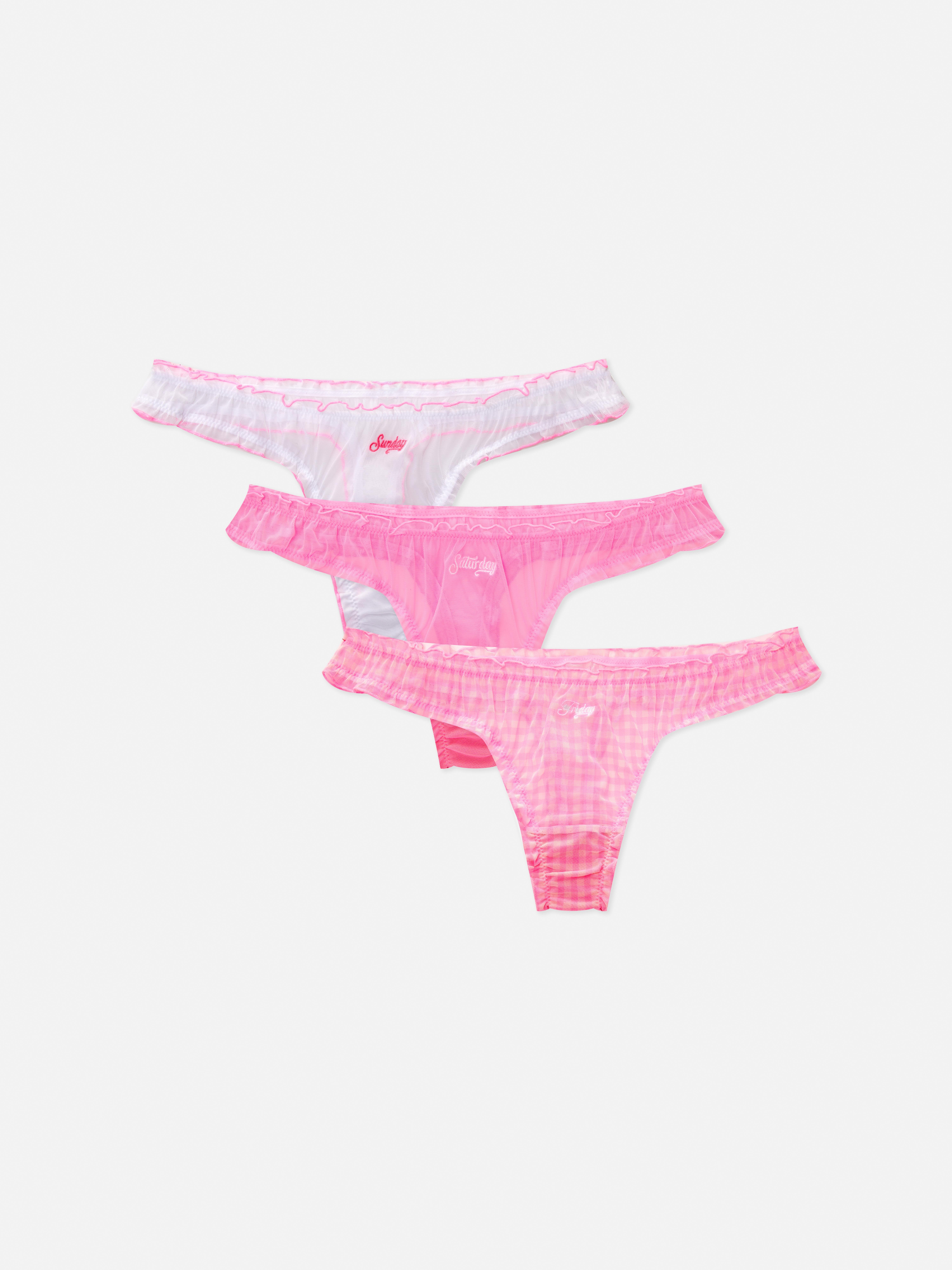 Womens Pink 3pk Hello Kitty Thongs