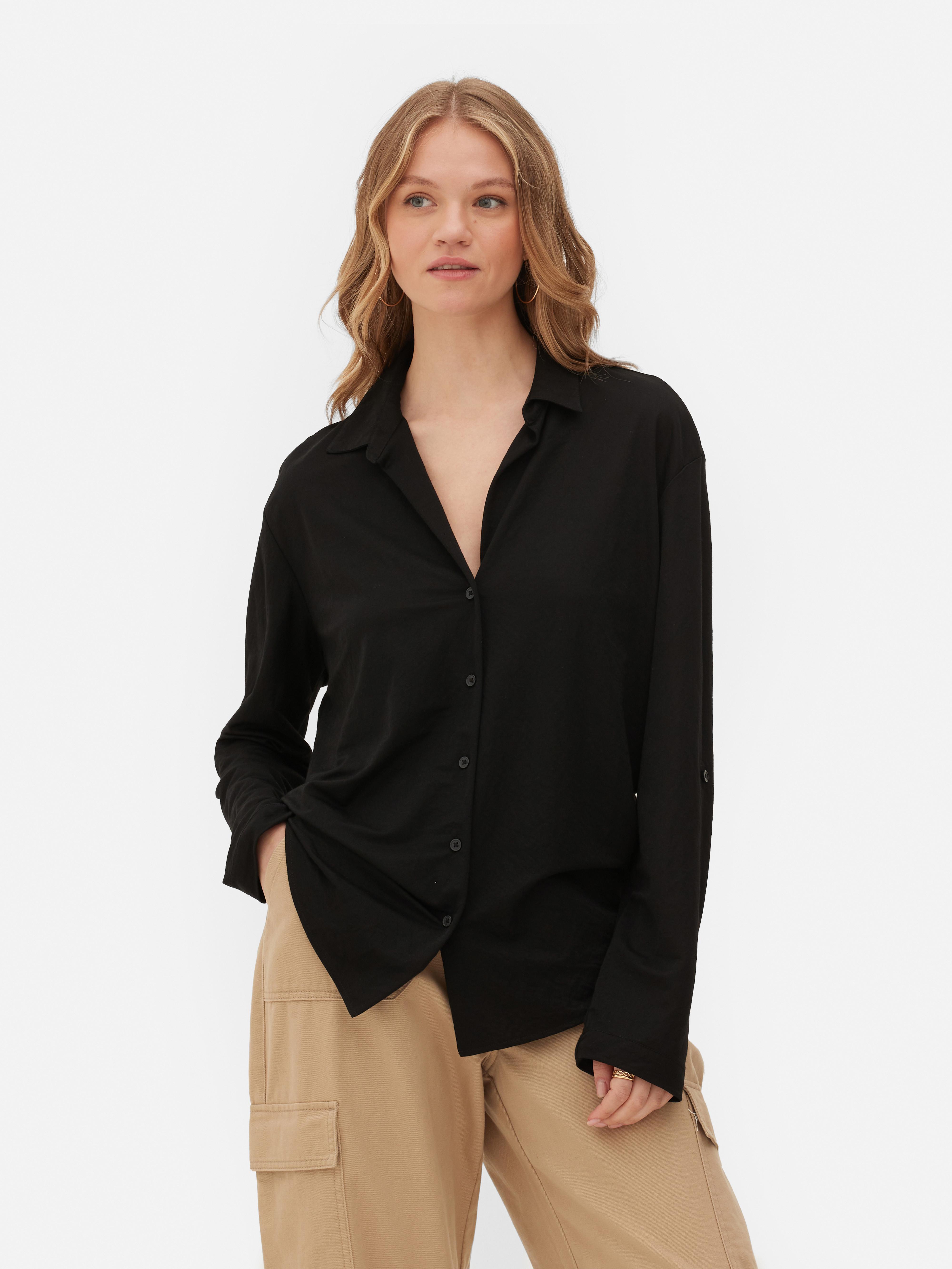 Womens Black Jersey Long Sleeve Shirt | Primark