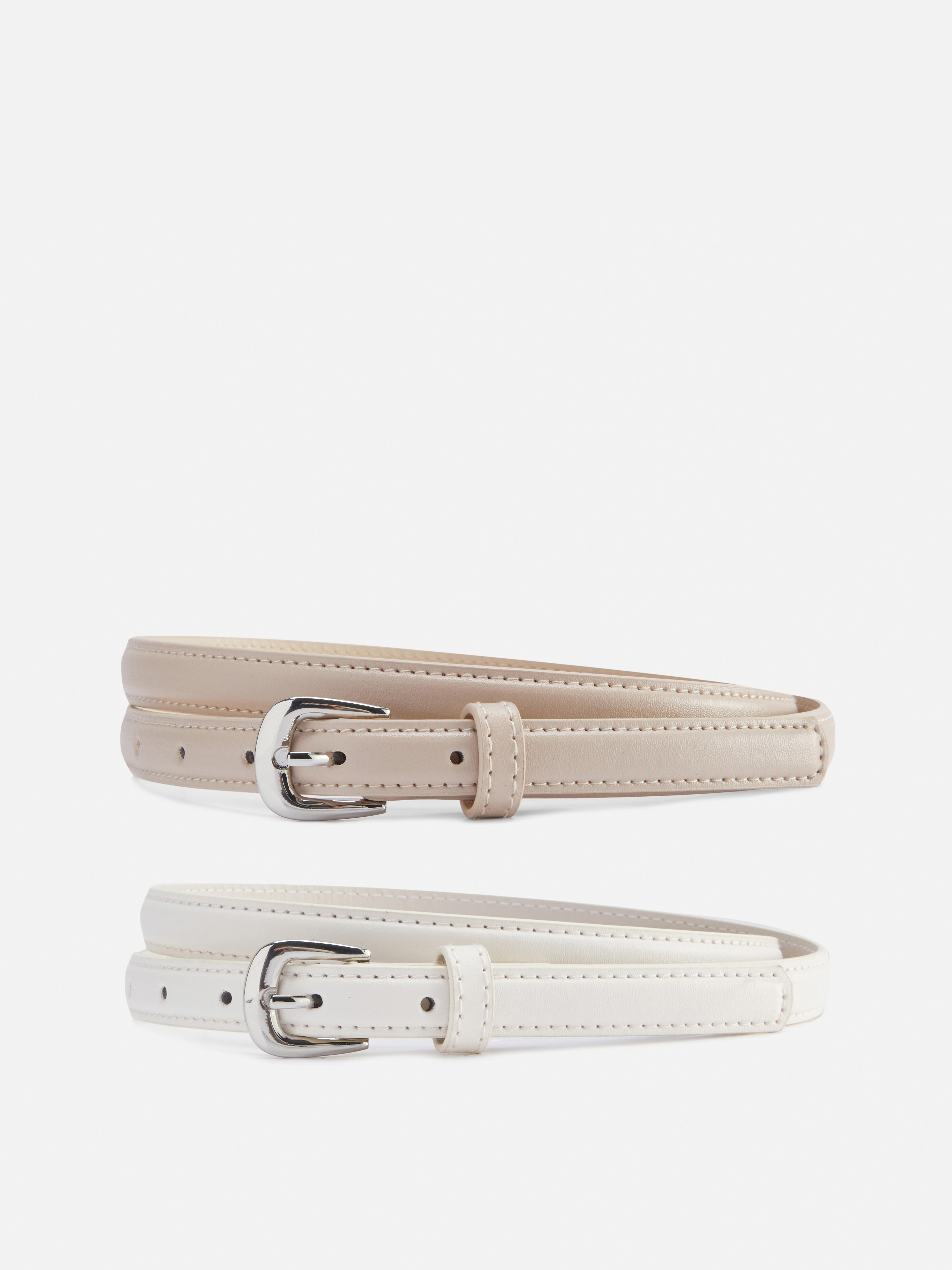 2-Pack Skinny Faux Leather Belts