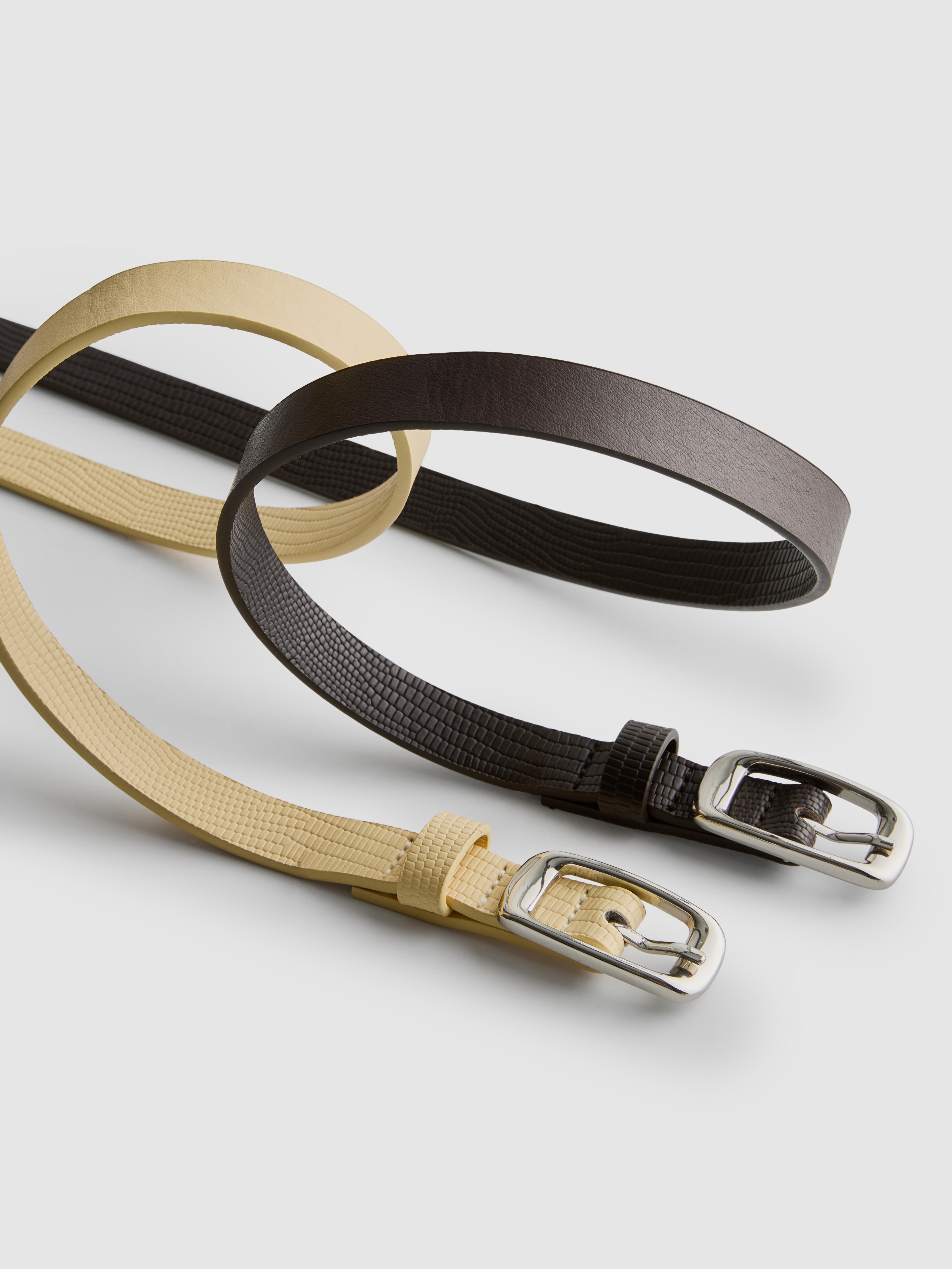 Women's Yellow 2-Pack Skinny Faux Leather Belts