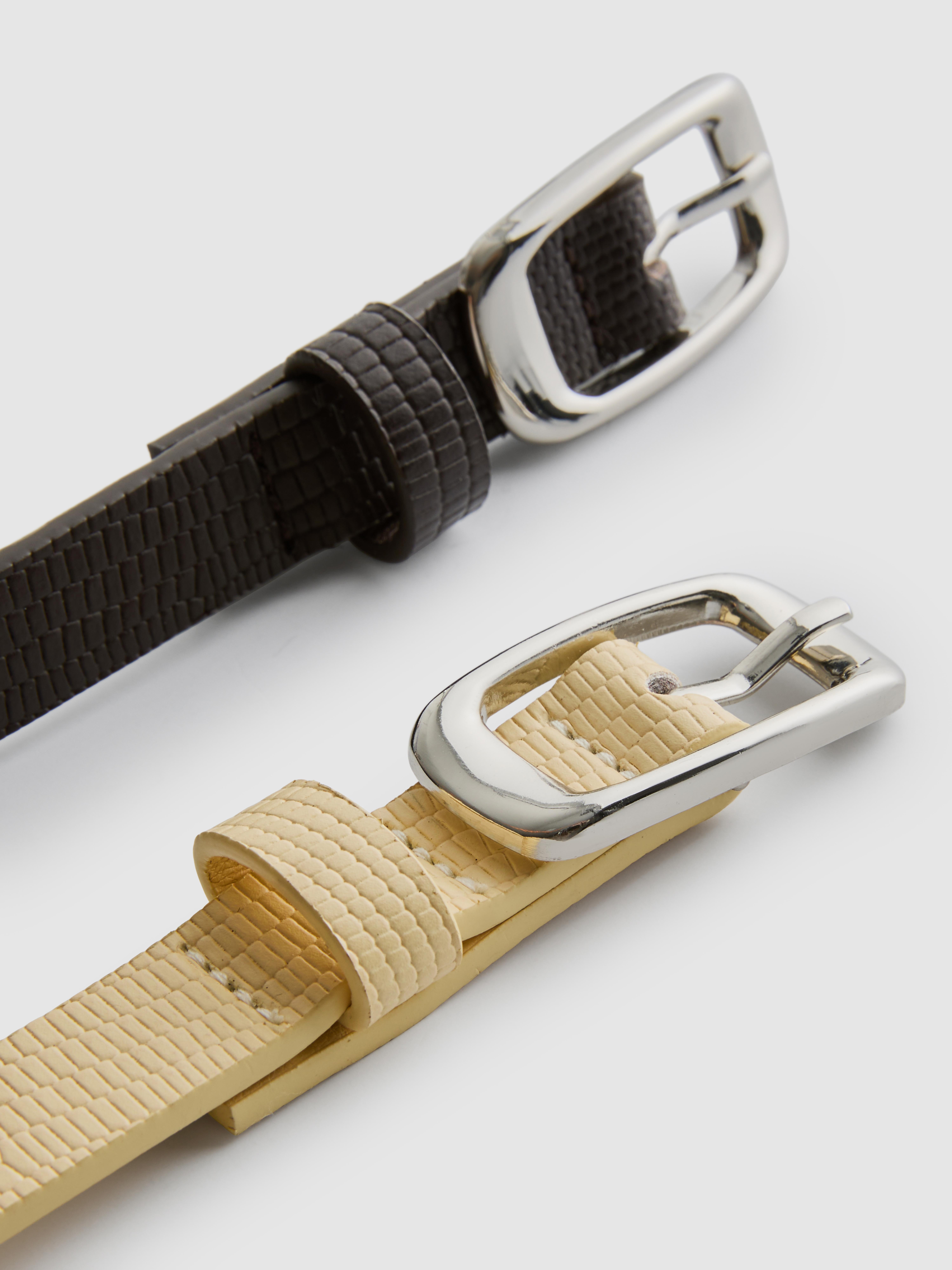 Women's Yellow 2-Pack Skinny Faux Leather Belts