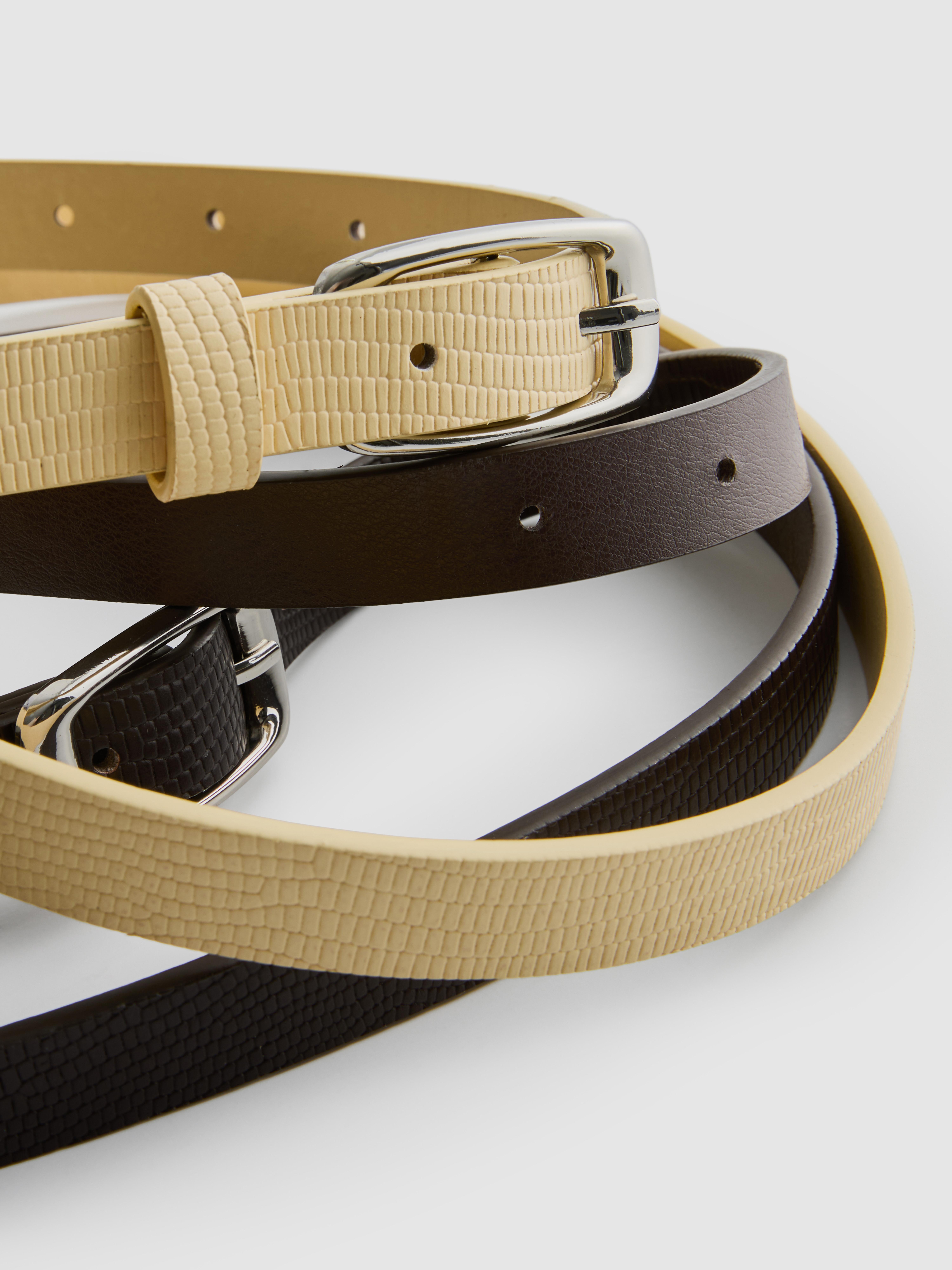 Women's Yellow 2-Pack Skinny Faux Leather Belts