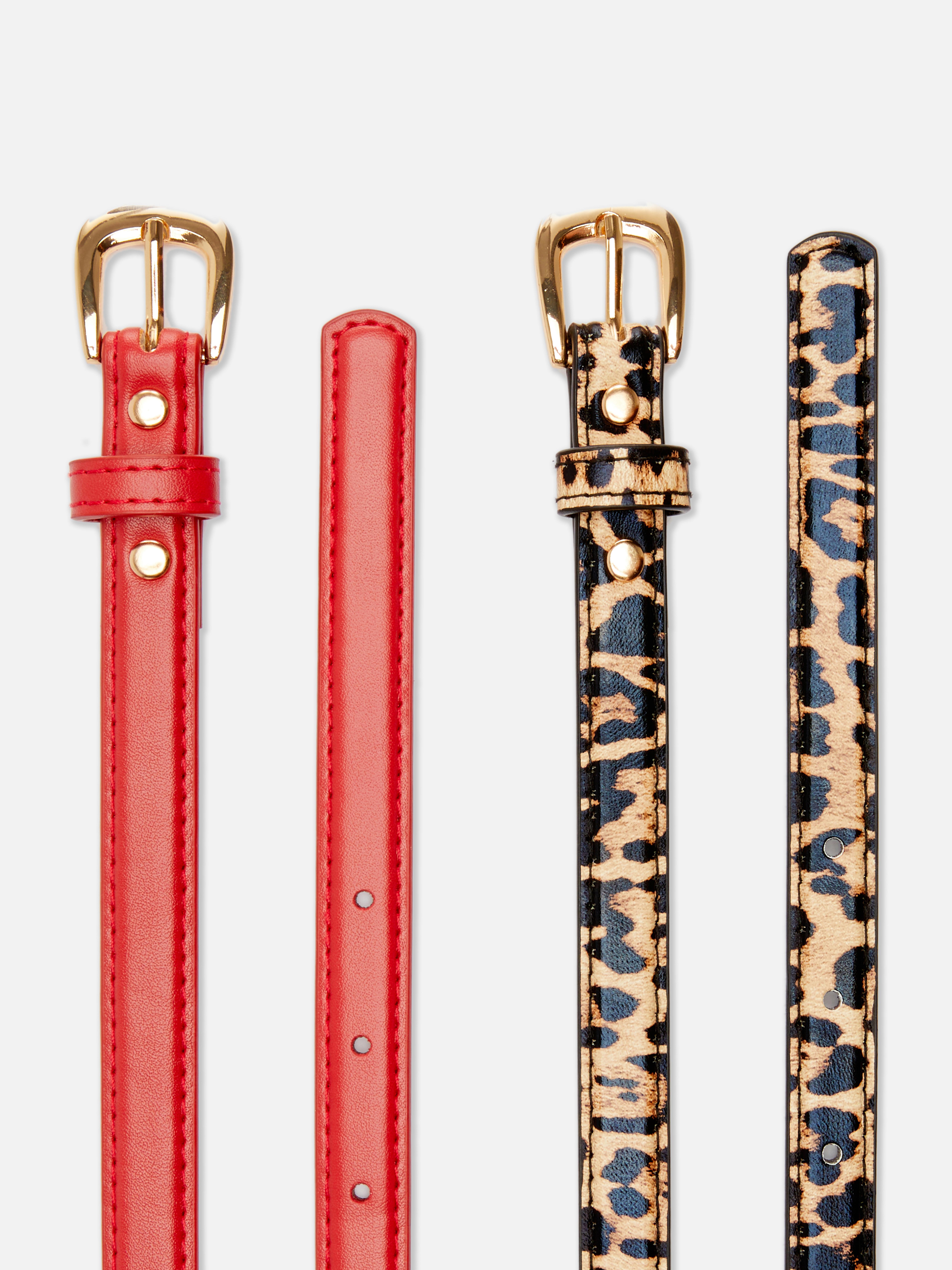 2pk Skinny Faux Leather Belts