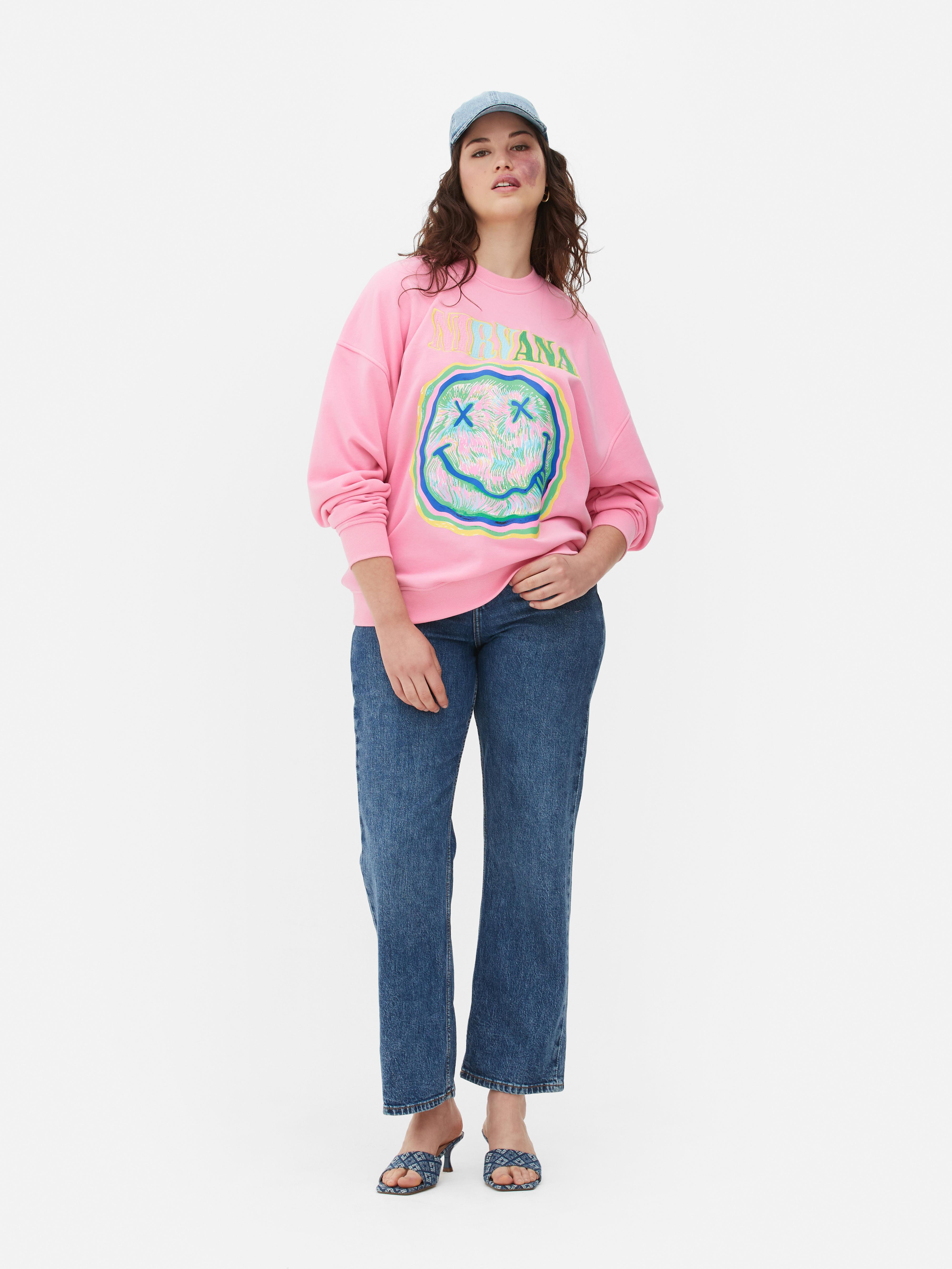Oversized sweatshirt met motief Nirvana Smiley