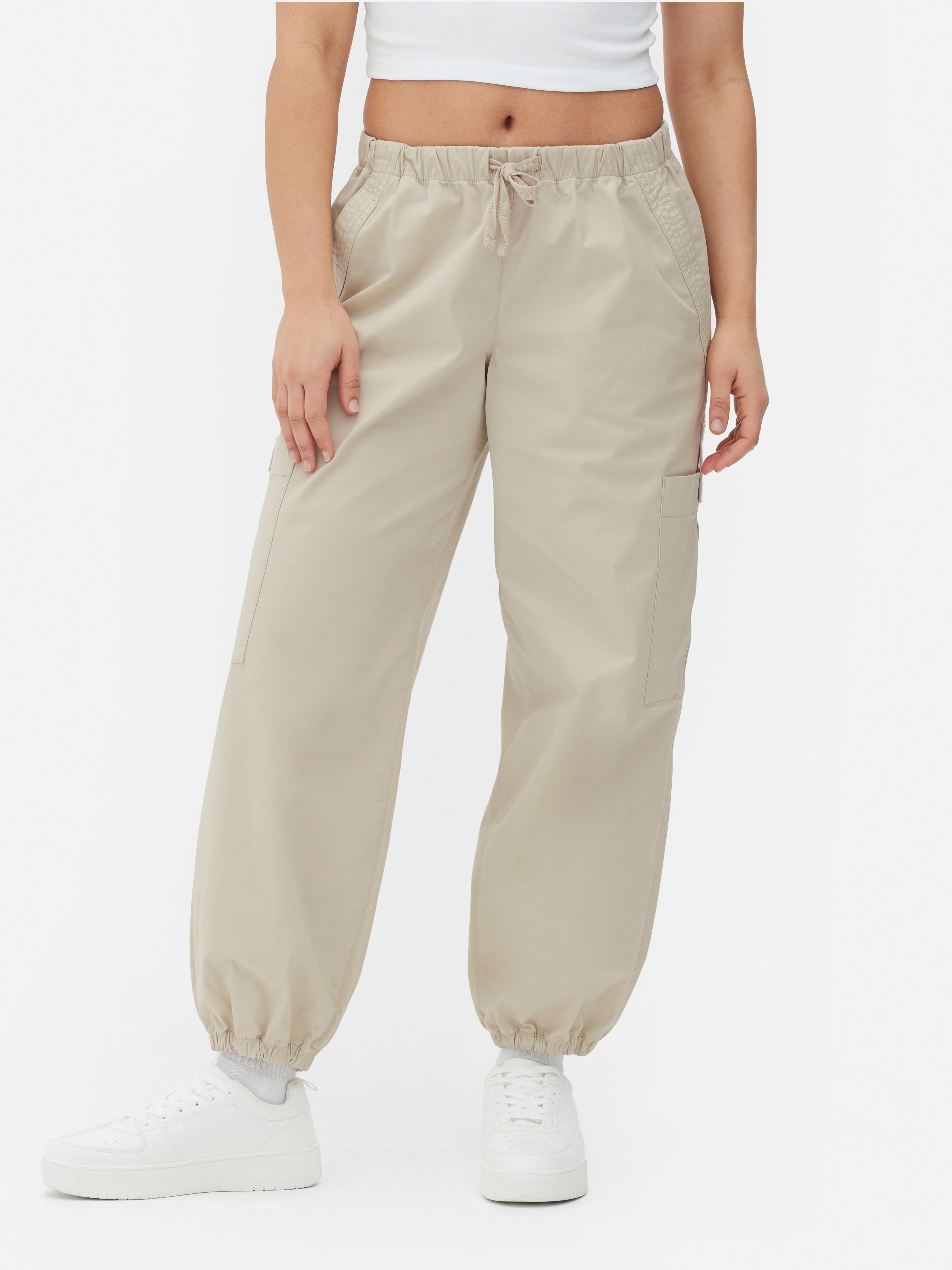 Primark Girls Cargo Parachute Pants, Pull-on, Green Lime Color