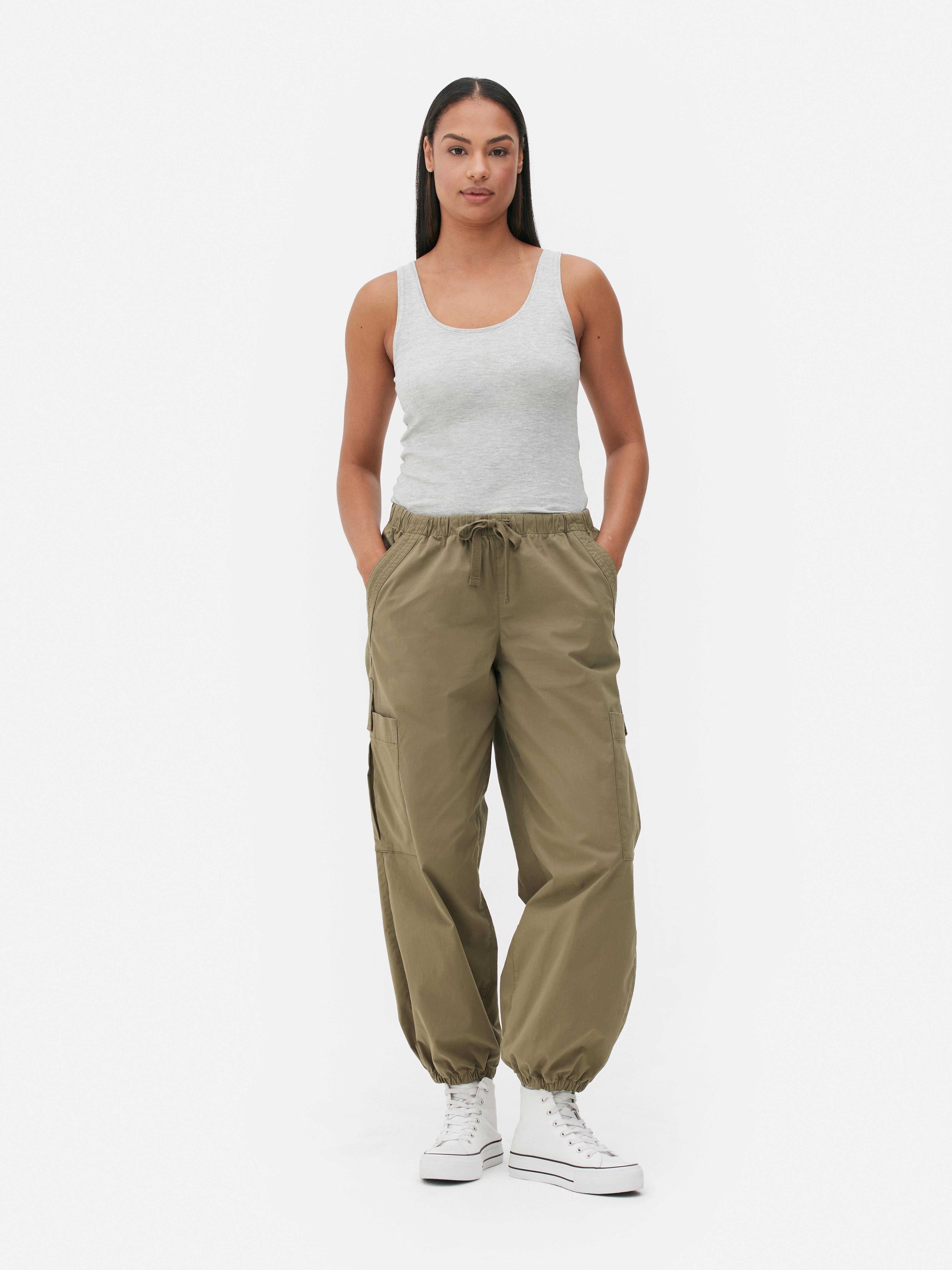 Women's Olive Cuffed Parachute Pants | Primark