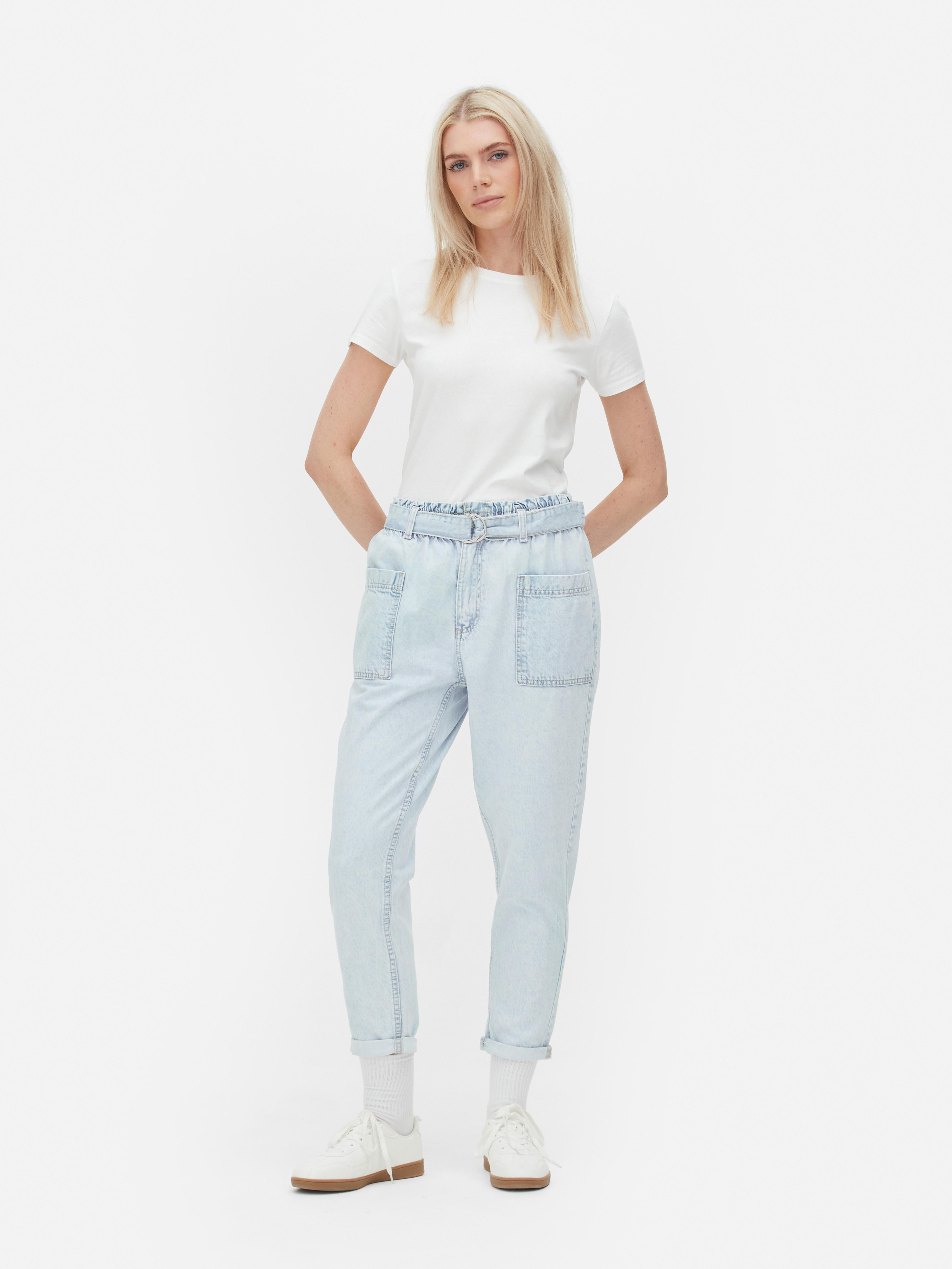 Jeans met hoge paperbag-taille