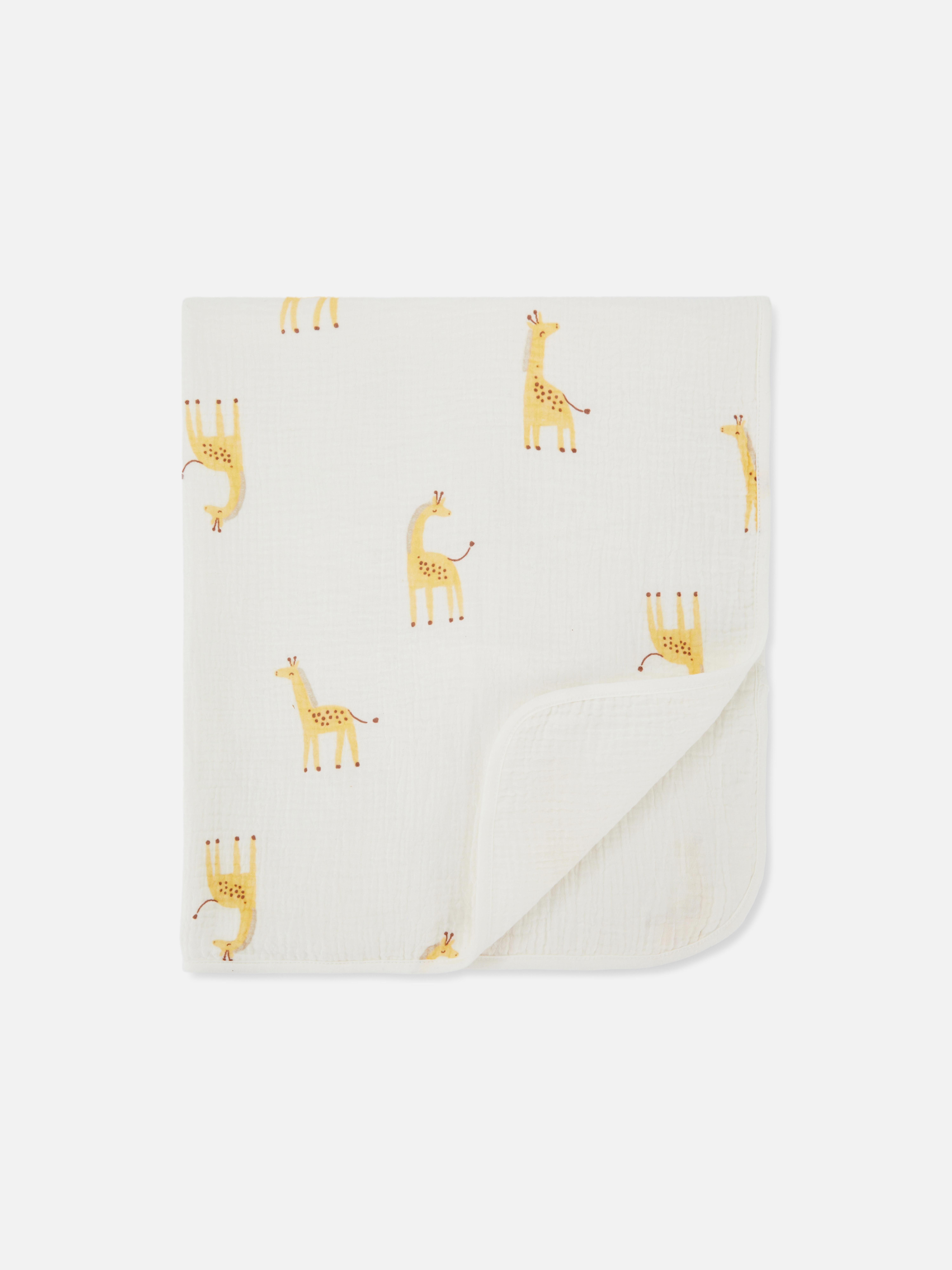 Couverture bébé en mousseline à imprimé girafe