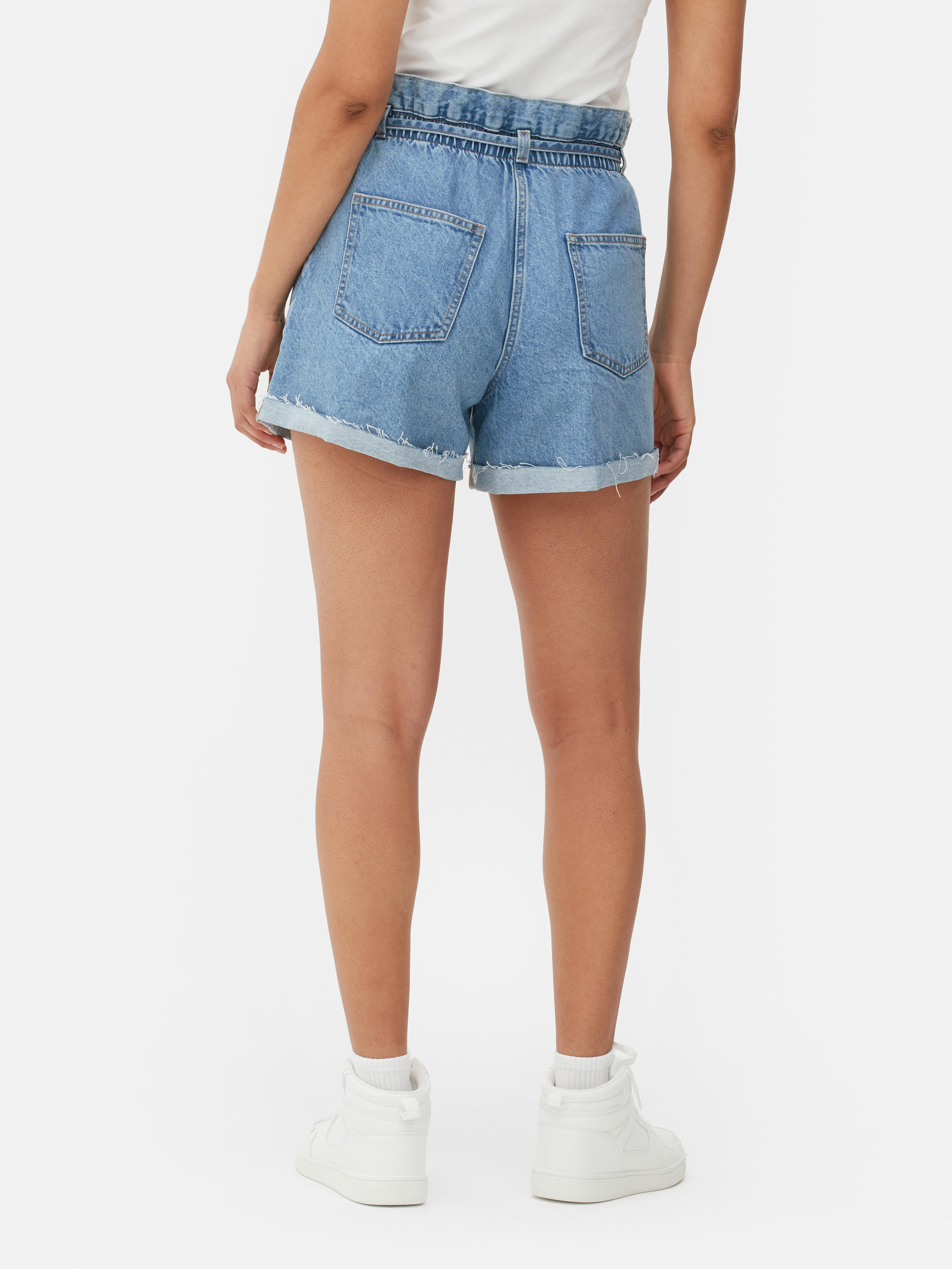 Women's Mid Blue Rope Belt Denim Shorts Primark