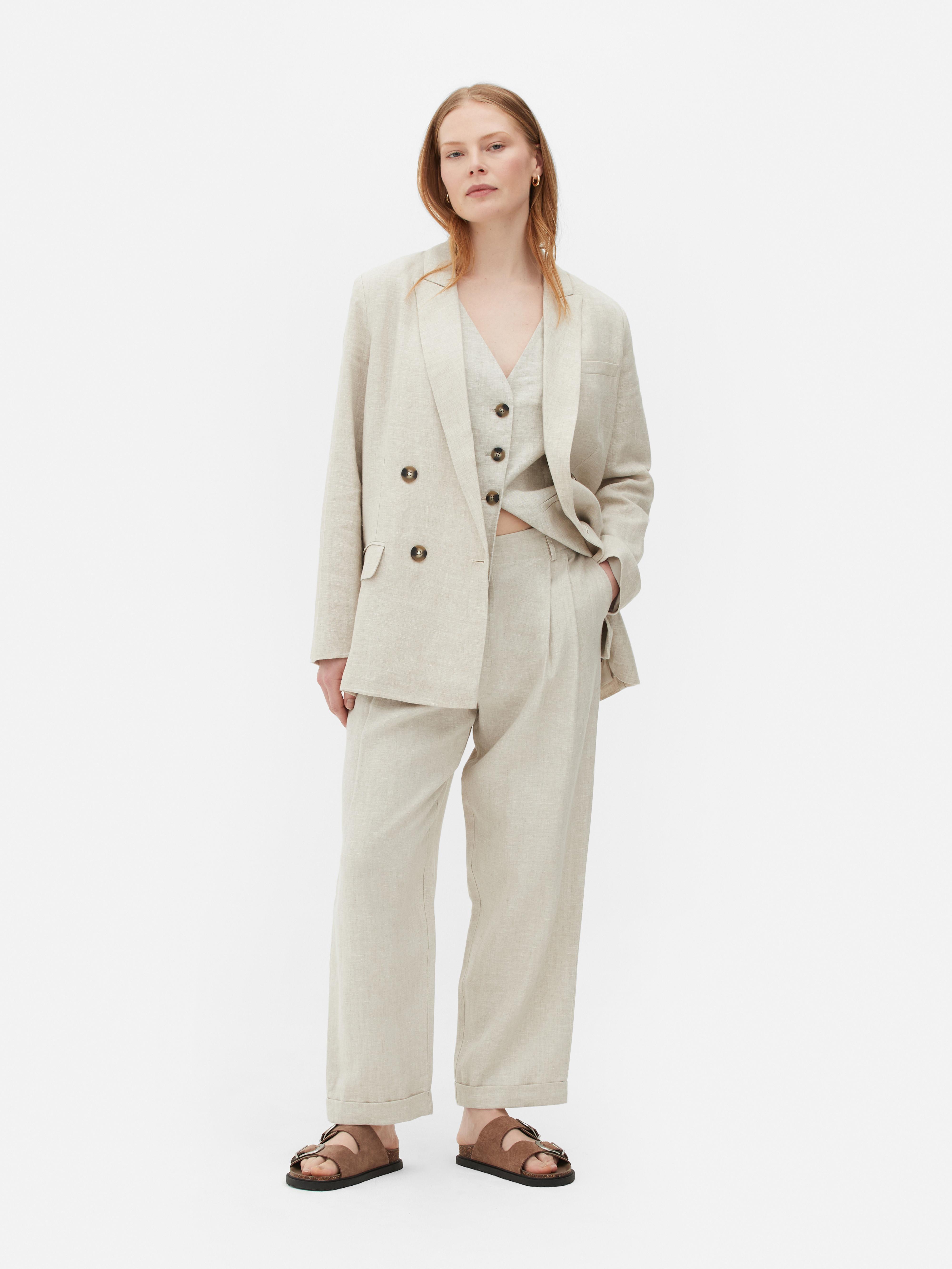 The Edit Pleated Linen Trousers