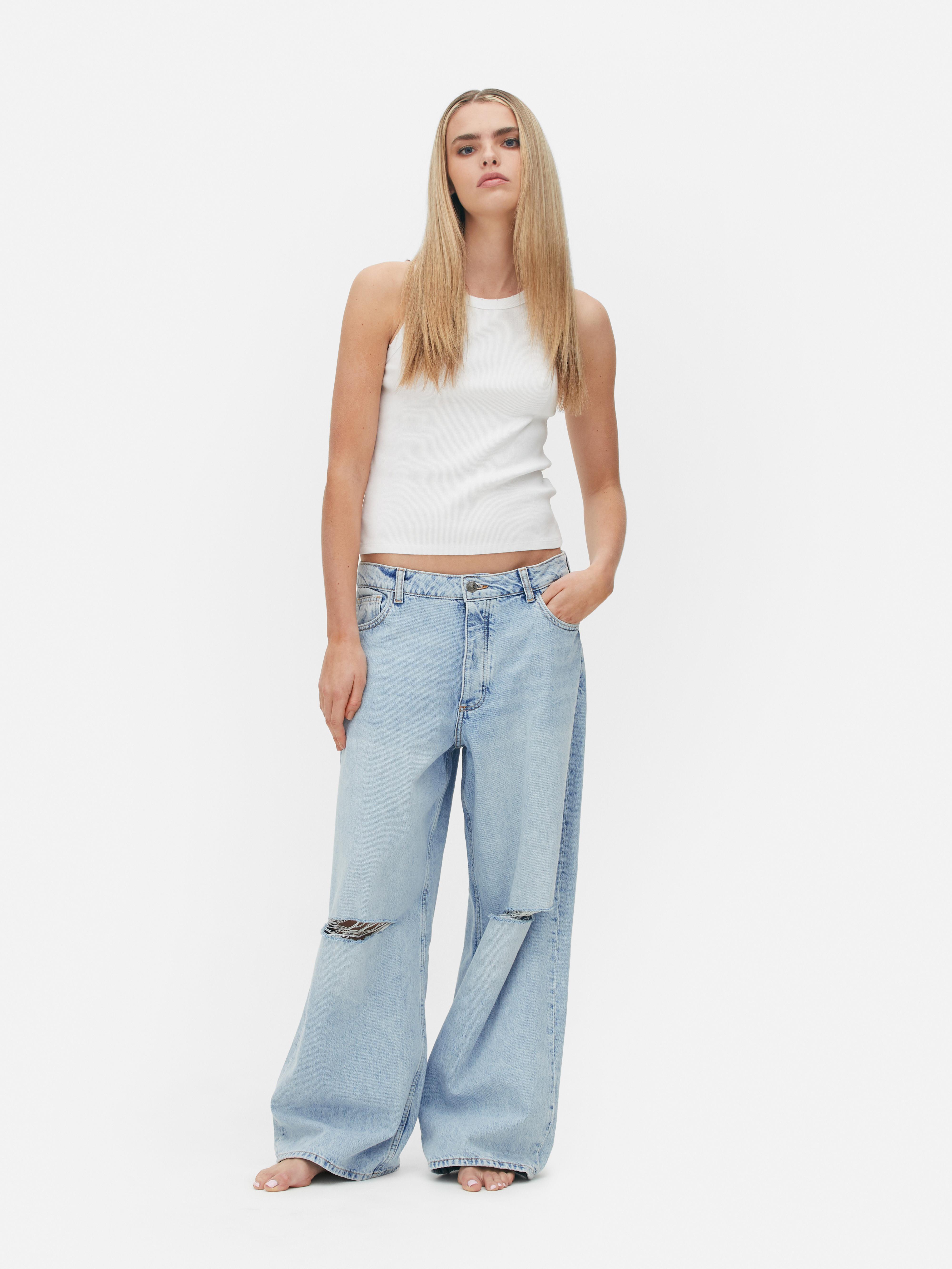 Zerrissene „Rita Ora“ Skater-Jeans mit weitem Bein